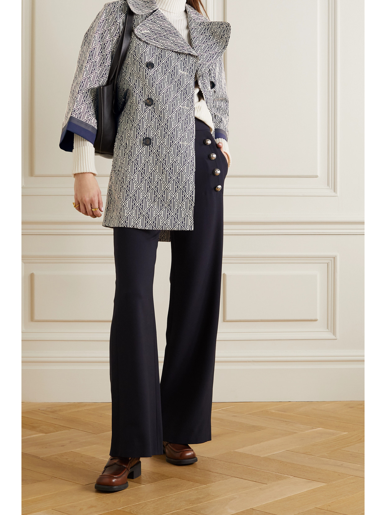Chloé - Double-Breasted Printed Cotton-Gabardine Coat
