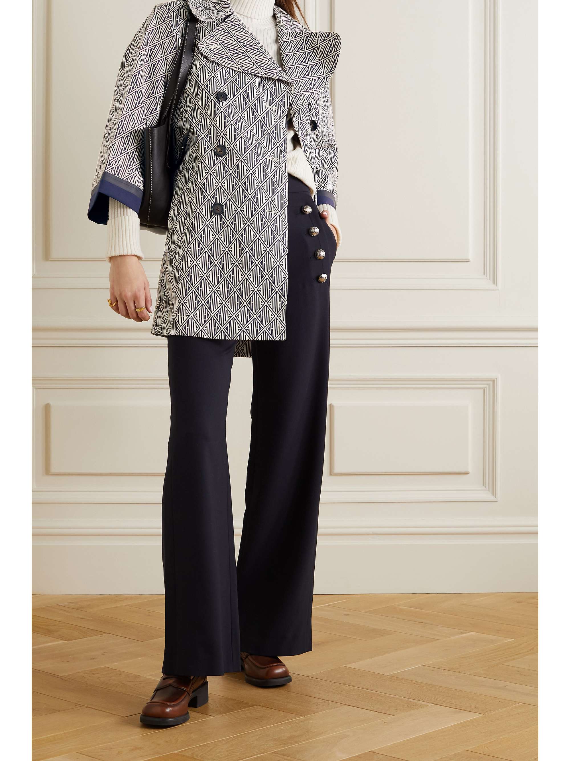 CHLOÉ Double-breasted printed cotton-gabardine coat