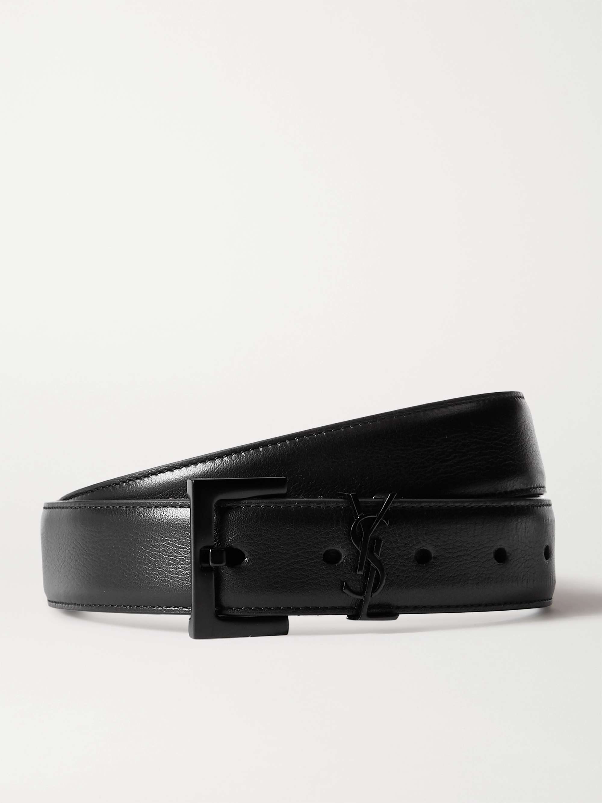 SAINT LAURENT - Logo-buckle leather belt