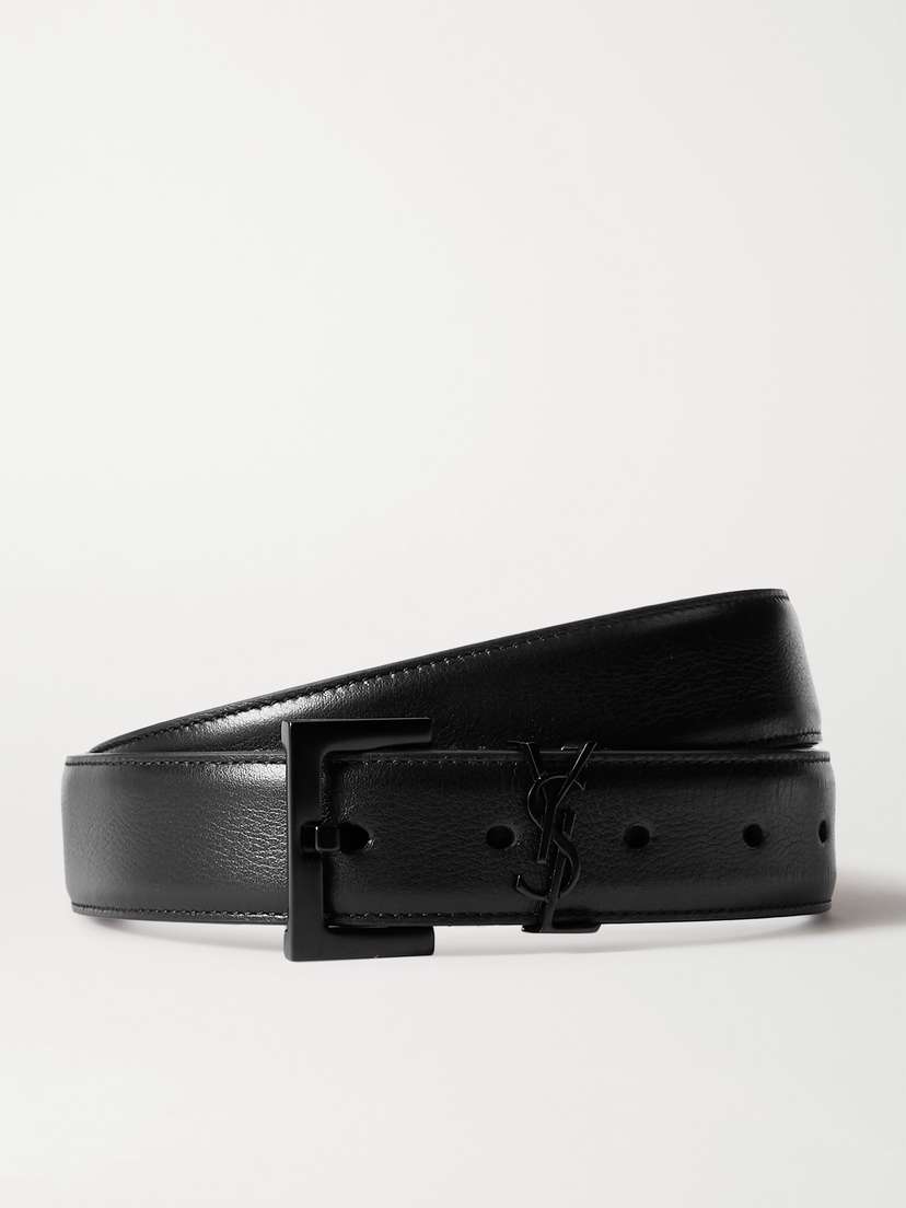 Saint Laurent Cassandre Embellished Leather Belt