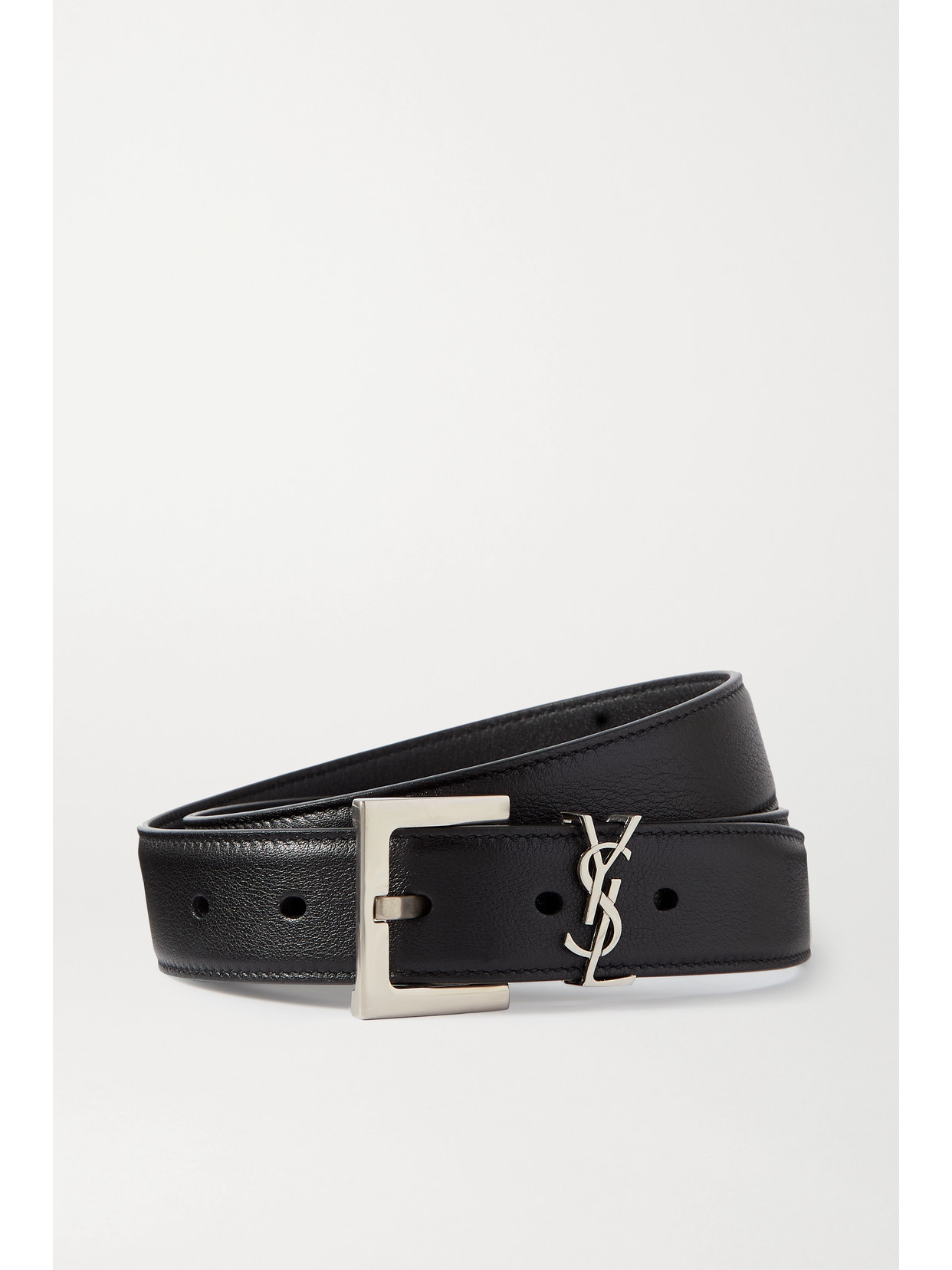 Saint Laurent 20mm Monogram Leather Belt In Black