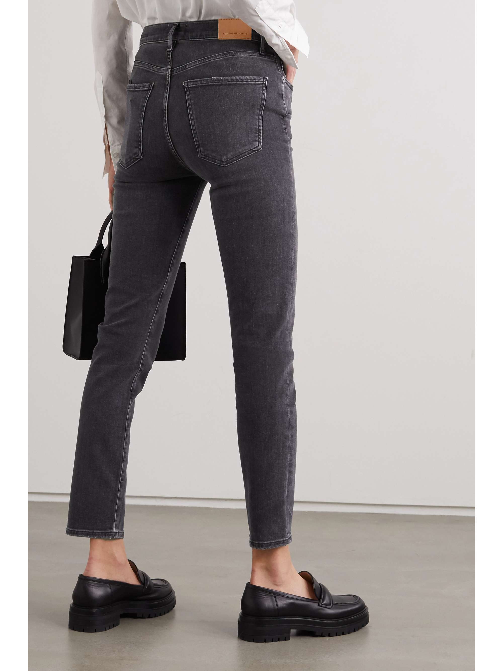 Gray Olivia high-rise slim-leg jeans 