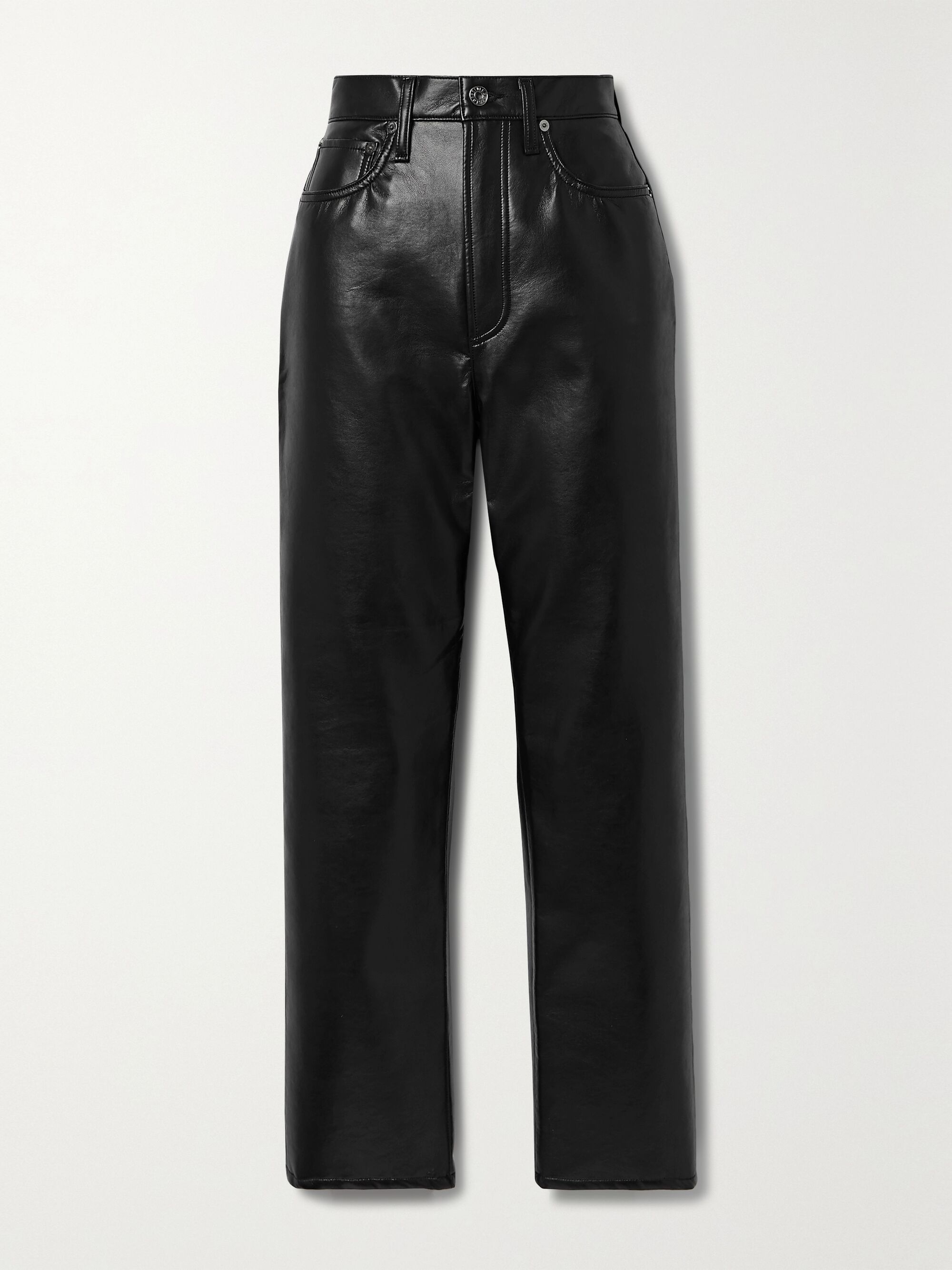 agolde leather shorts