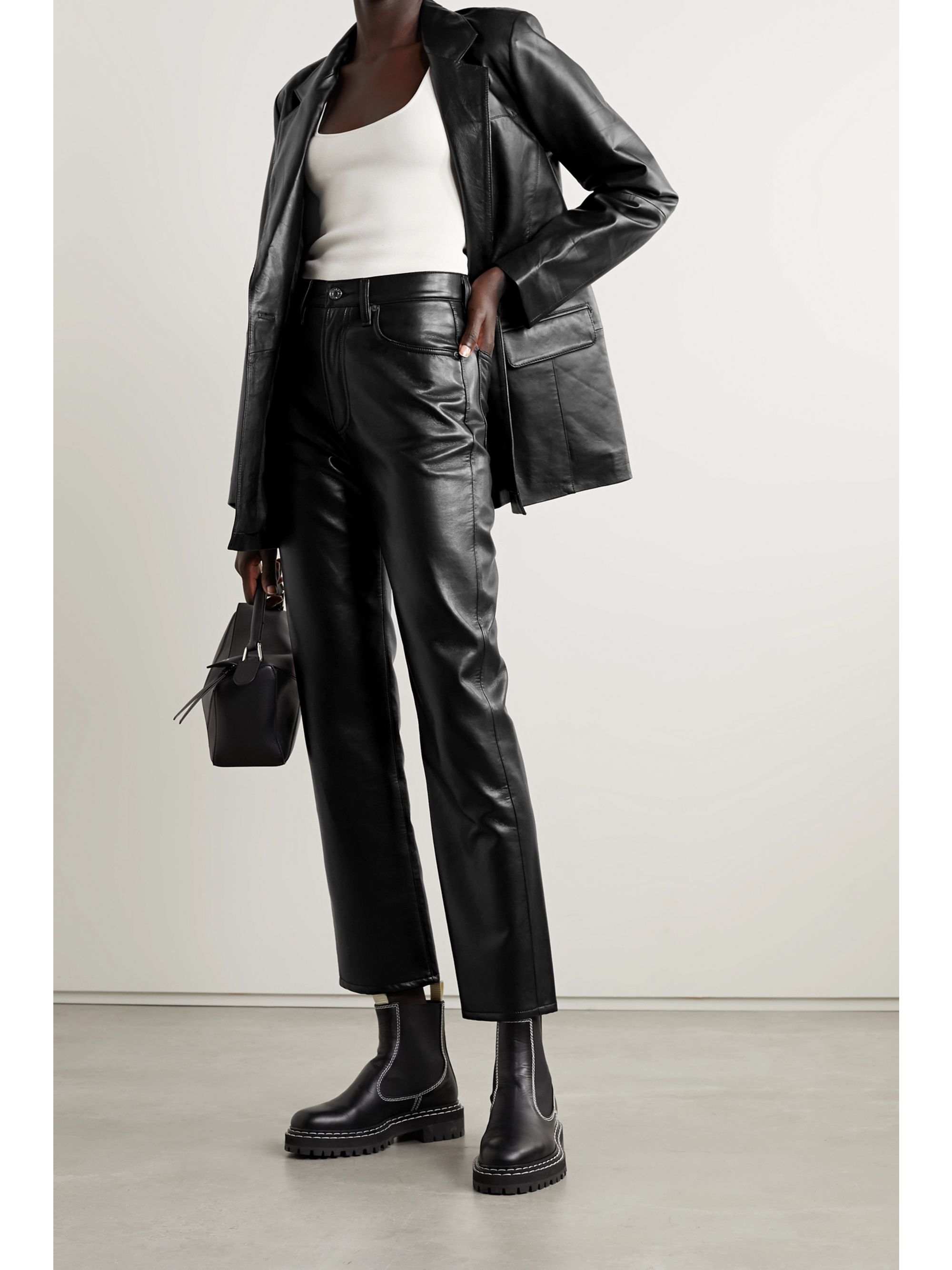 agolde leather shorts