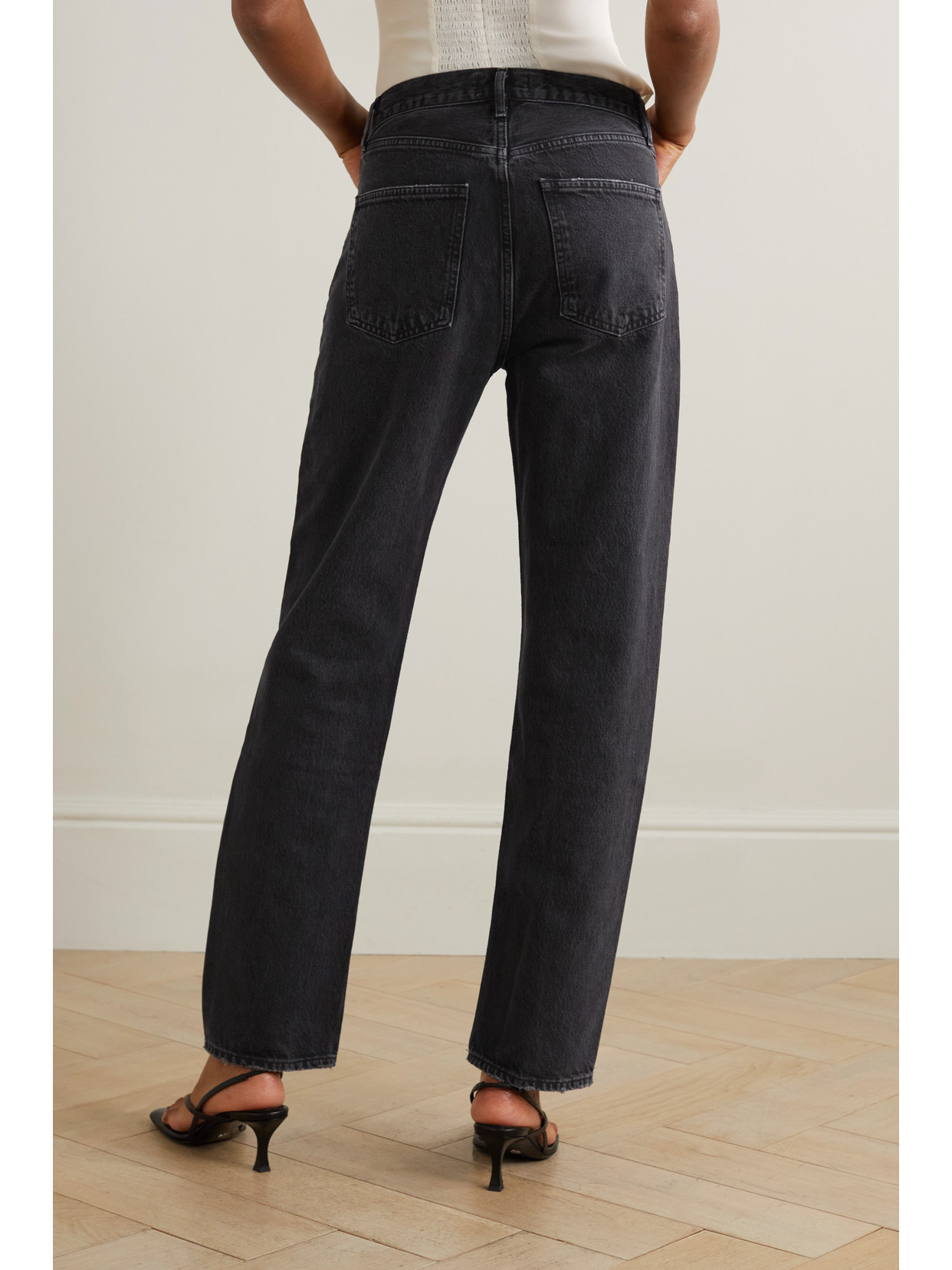 Shop Agolde + Net Sustain '90s Pinch Waist High-rise Straight-leg Organic Jeans In Black