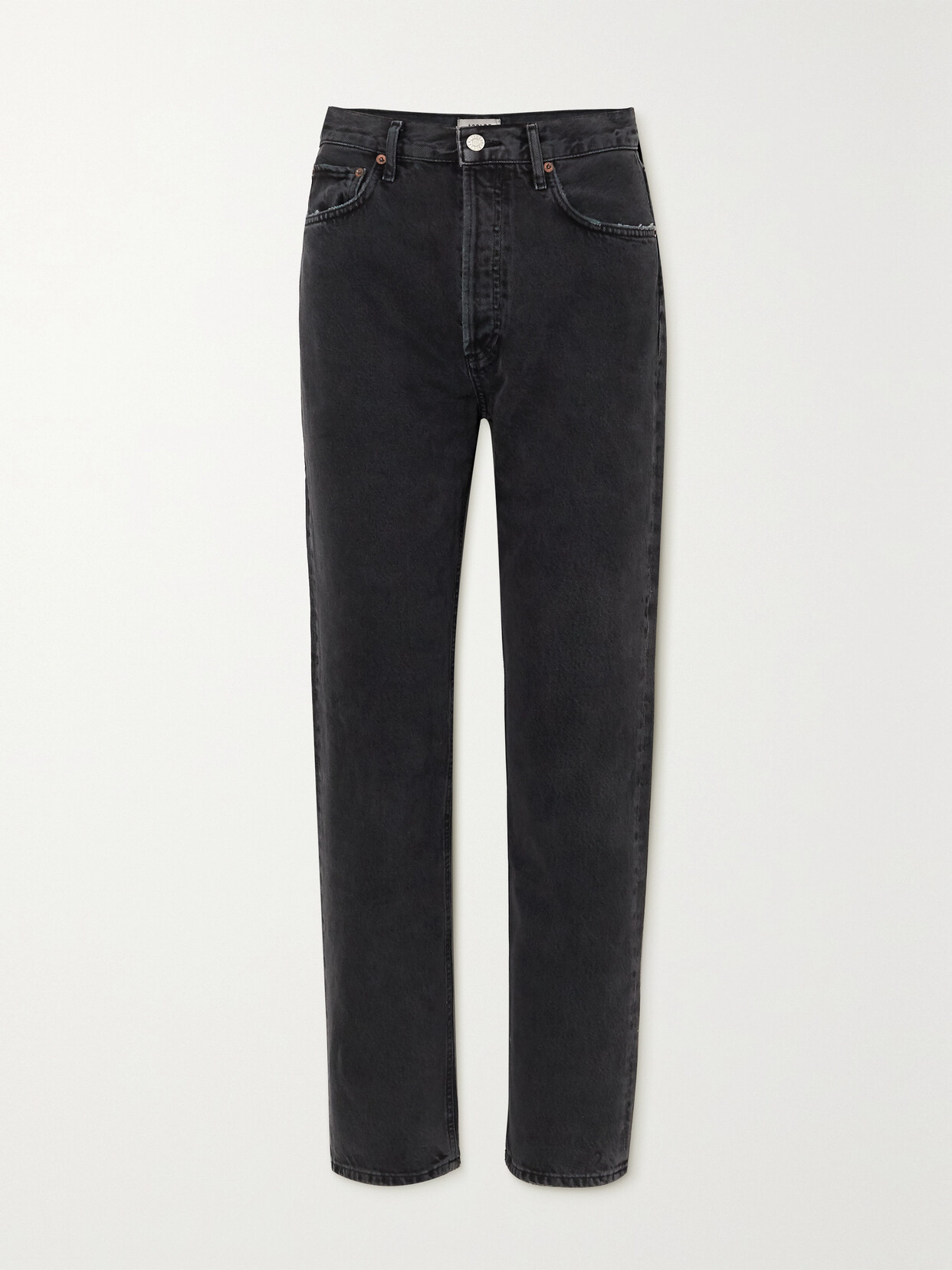 Shop Agolde + Net Sustain '90s Pinch Waist High-rise Straight-leg Organic Jeans In Black