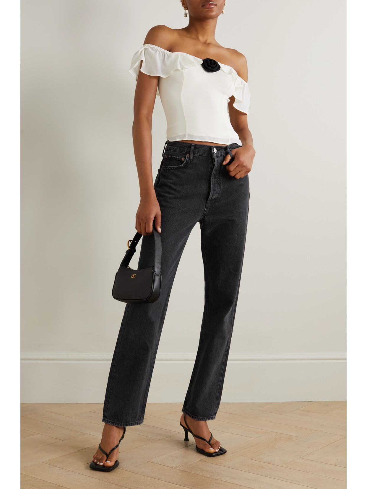 Shop Agolde + Net Sustain '90s Pinch Waist High-rise Straight-leg Organic Jeans In Black