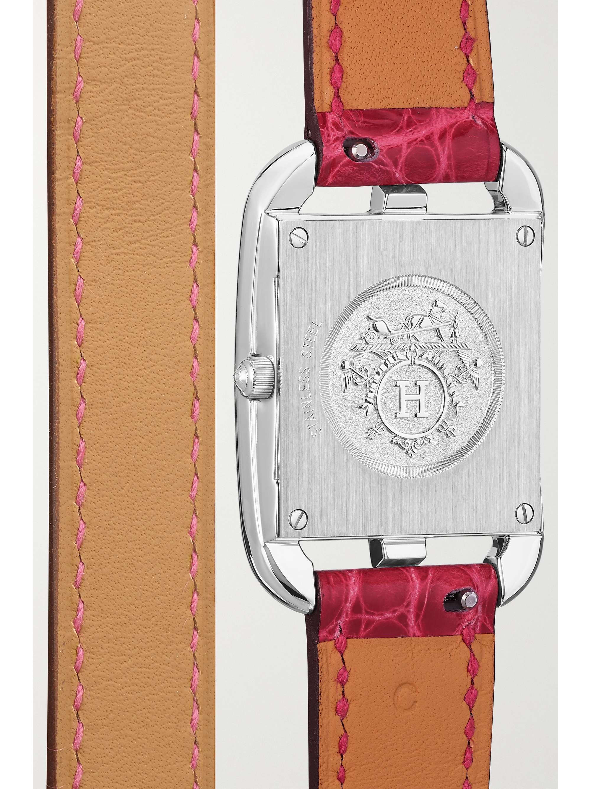 HERMÈS TIMEPIECES Cape Cod Double Tour 23mm small stainless steel, alligator, mother-of-pearl and diamond watch