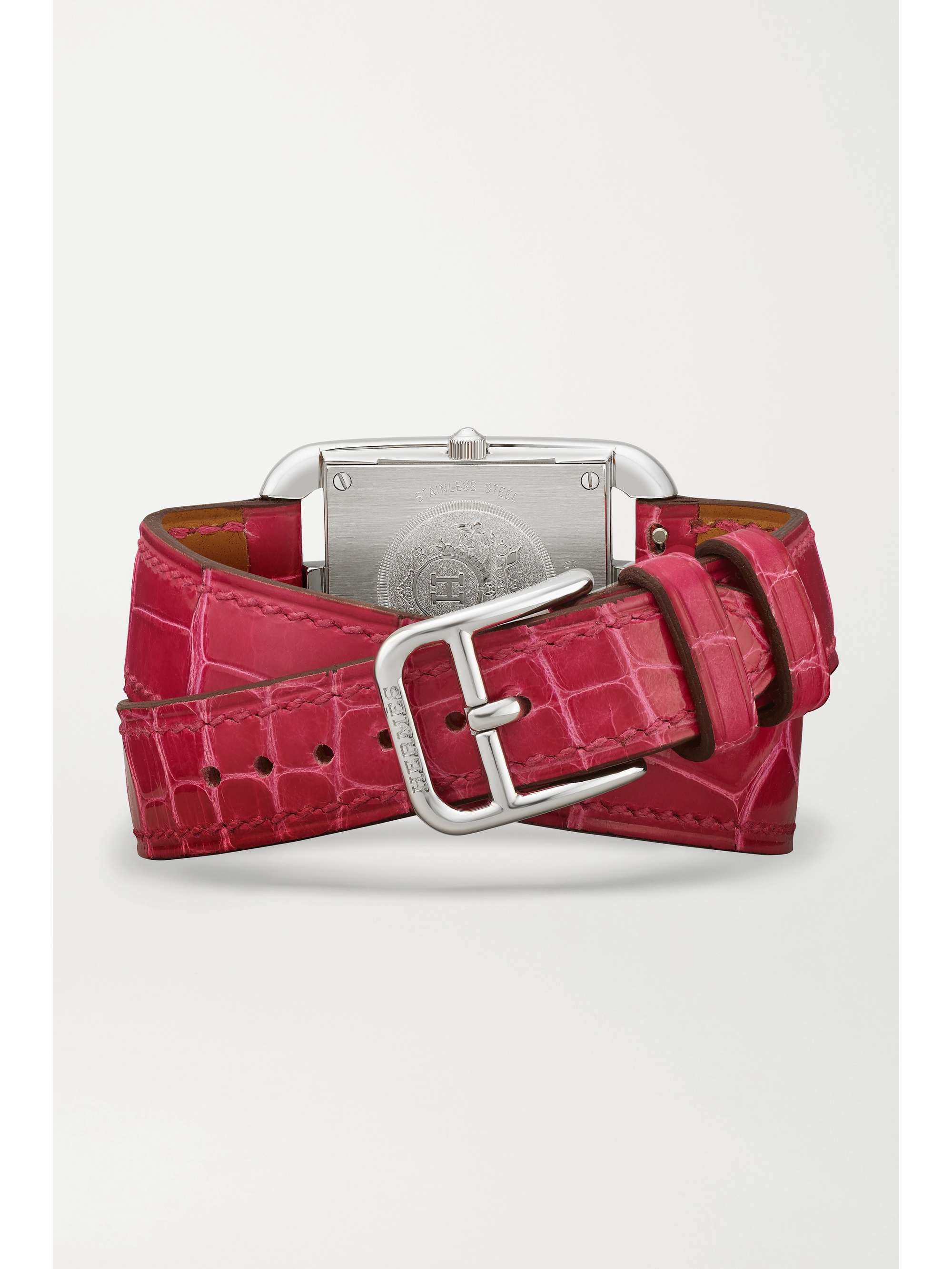 HERMÈS TIMEPIECES Cape Cod Double Tour 23mm small stainless steel, alligator, mother-of-pearl and diamond watch