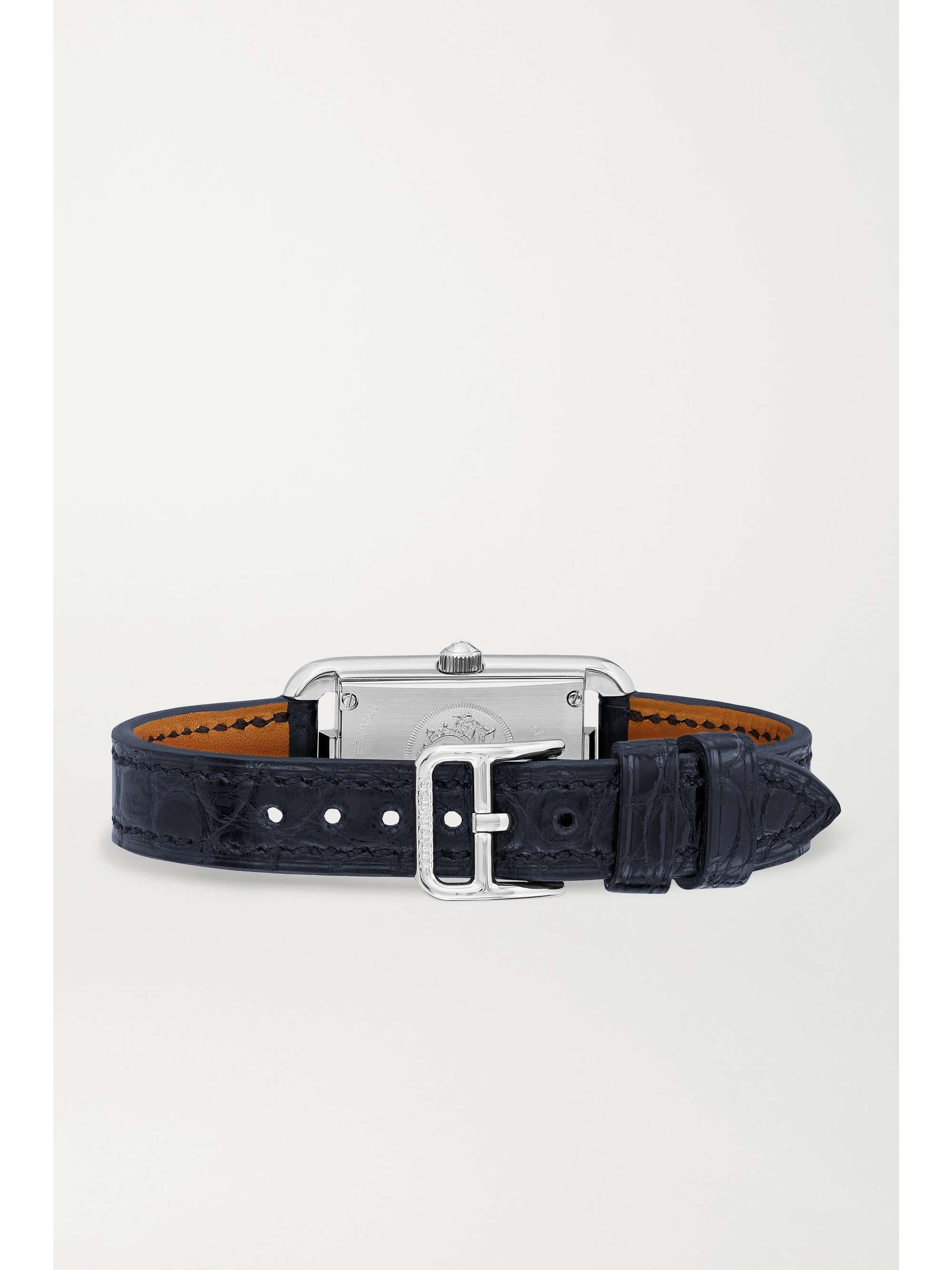 HERMÈS TIMEPIECES Nantucket 17mm very small stainless steel, alligator and diamond watch