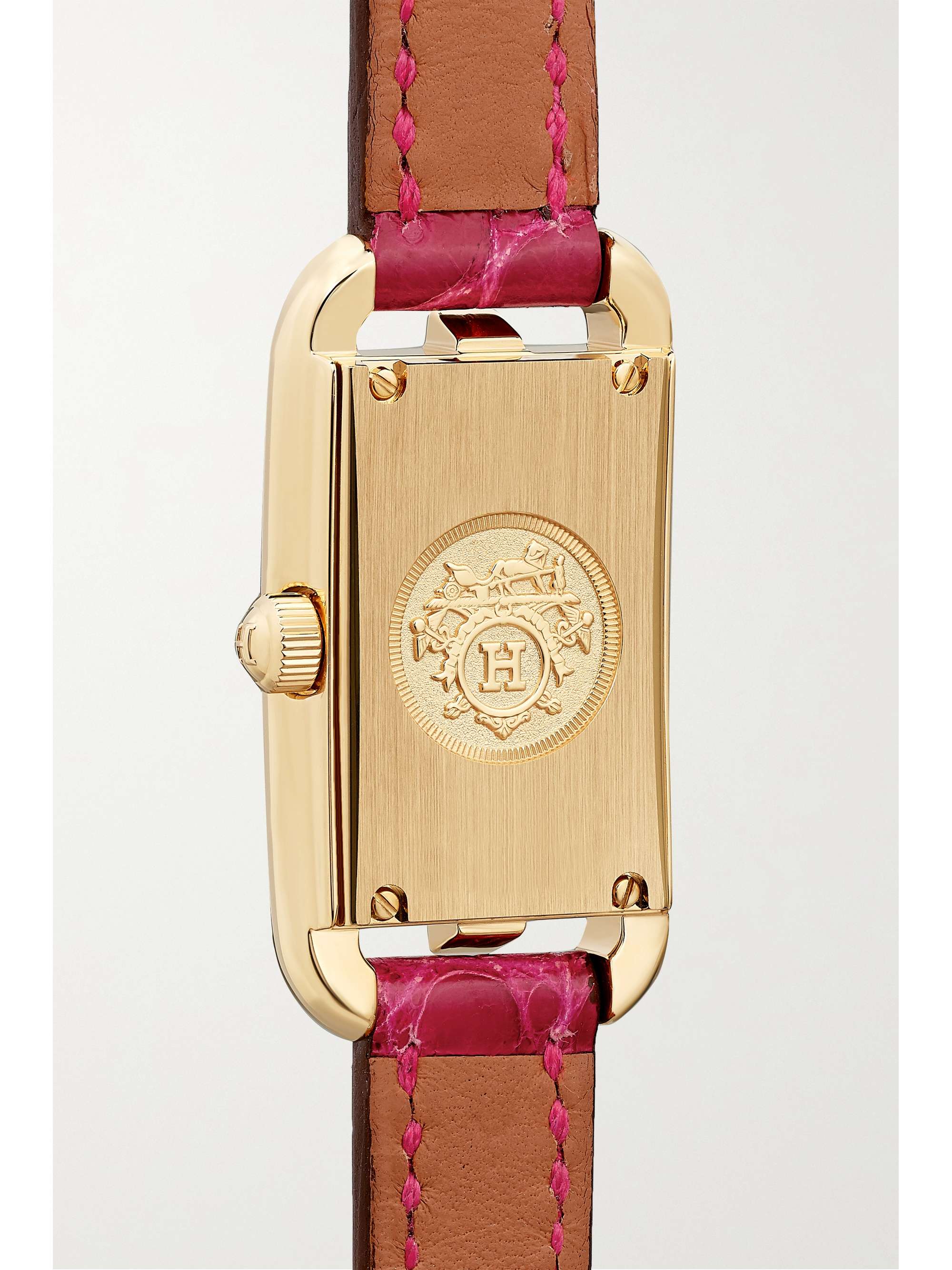 HERMÈS TIMEPIECES Nantucket 17 毫米 18K 玫瑰金珍珠母超小号腕表（短吻鳄鱼皮表带）