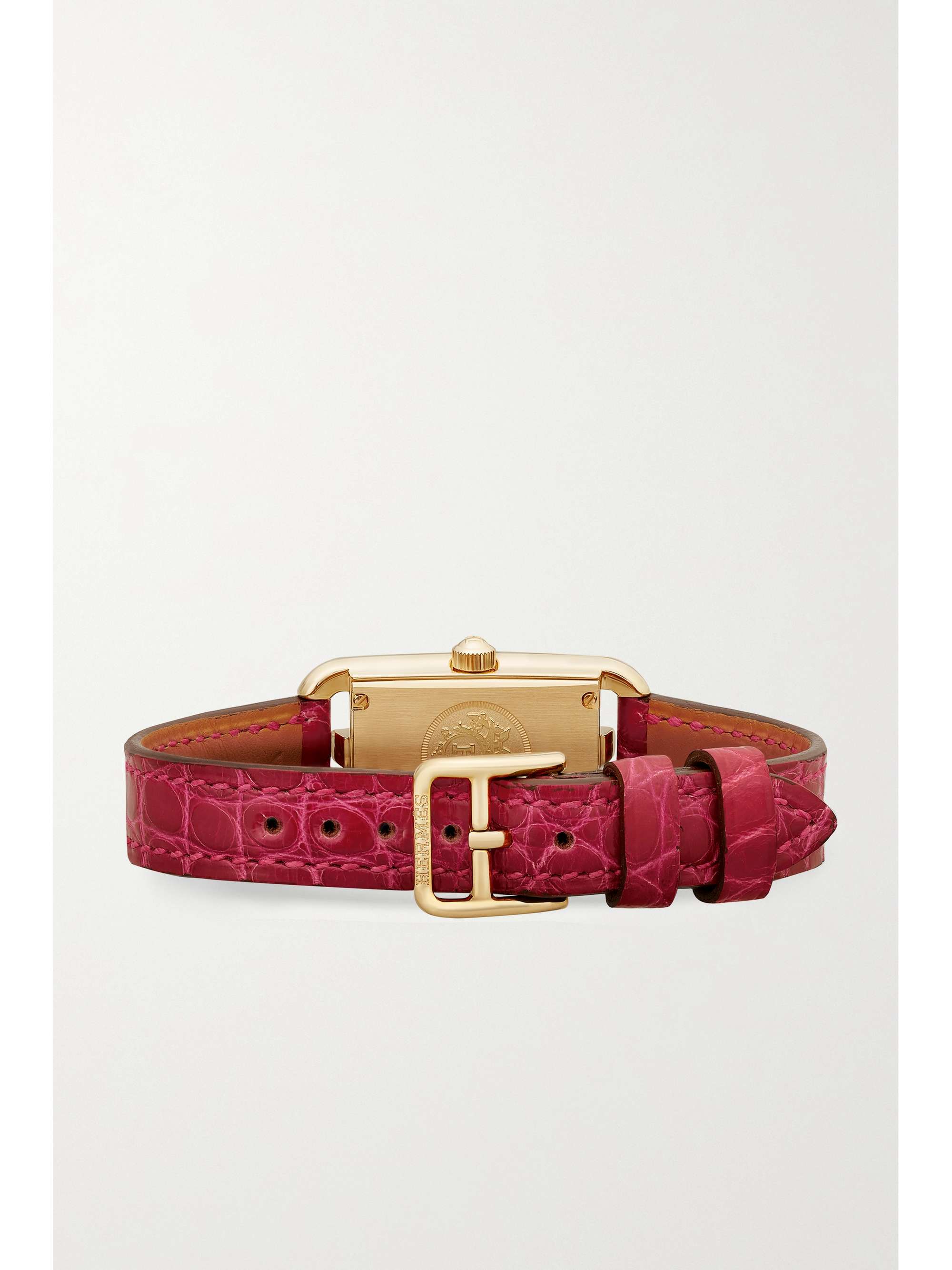 HERMÈS TIMEPIECES Nantucket 17 毫米 18K 玫瑰金珍珠母超小号腕表（短吻鳄鱼皮表带）