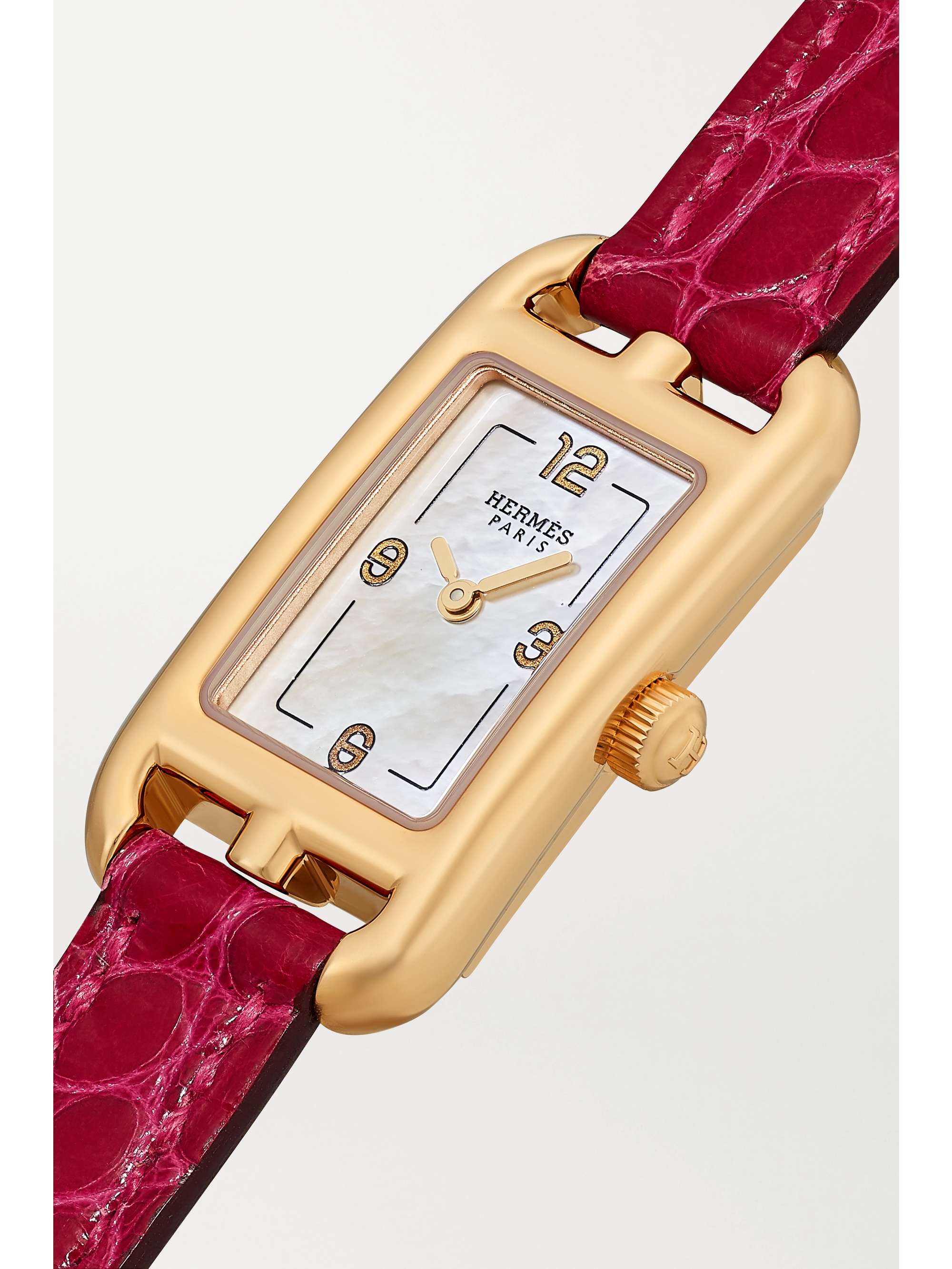 HERMÈS TIMEPIECES Nantucket 17 毫米 18K 玫瑰金珍珠母超小号腕表（短吻鳄鱼皮表带）