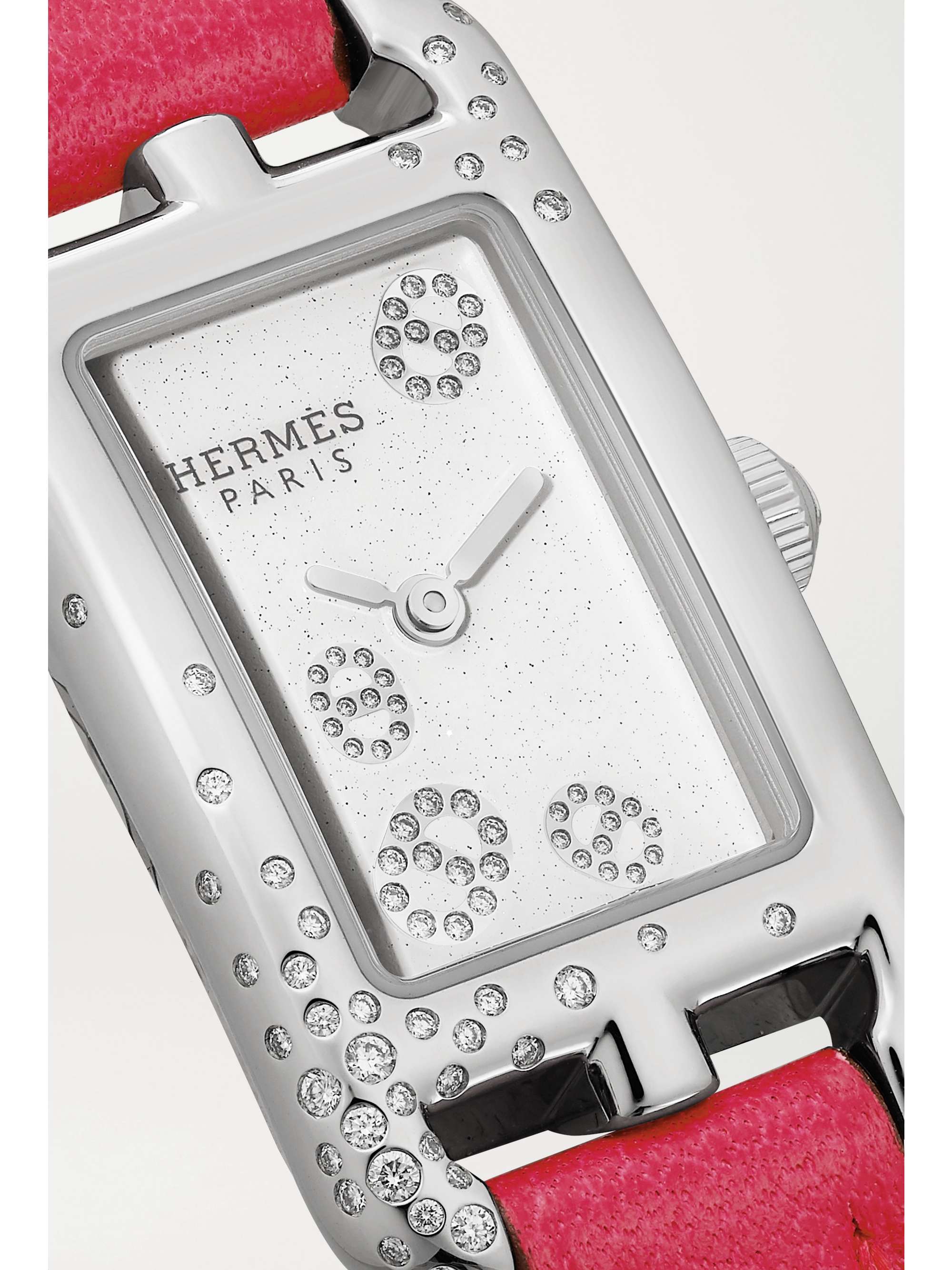 HERMÈS TIMEPIECES Nantucket 29 毫米钻石精钢小号腕表（皮革表带）