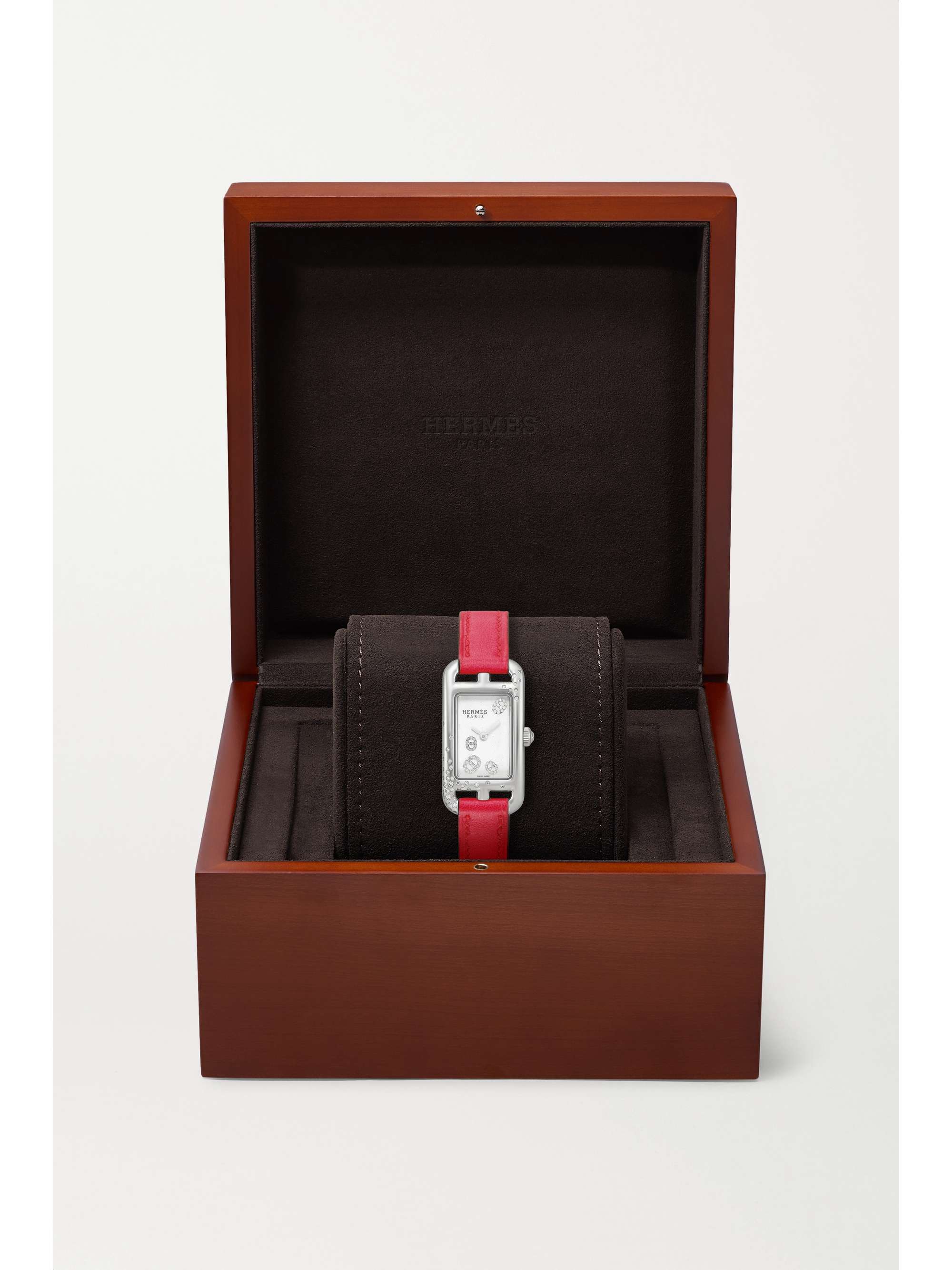 HERMÈS TIMEPIECES Nantucket 29 毫米钻石精钢小号腕表（皮革表带）