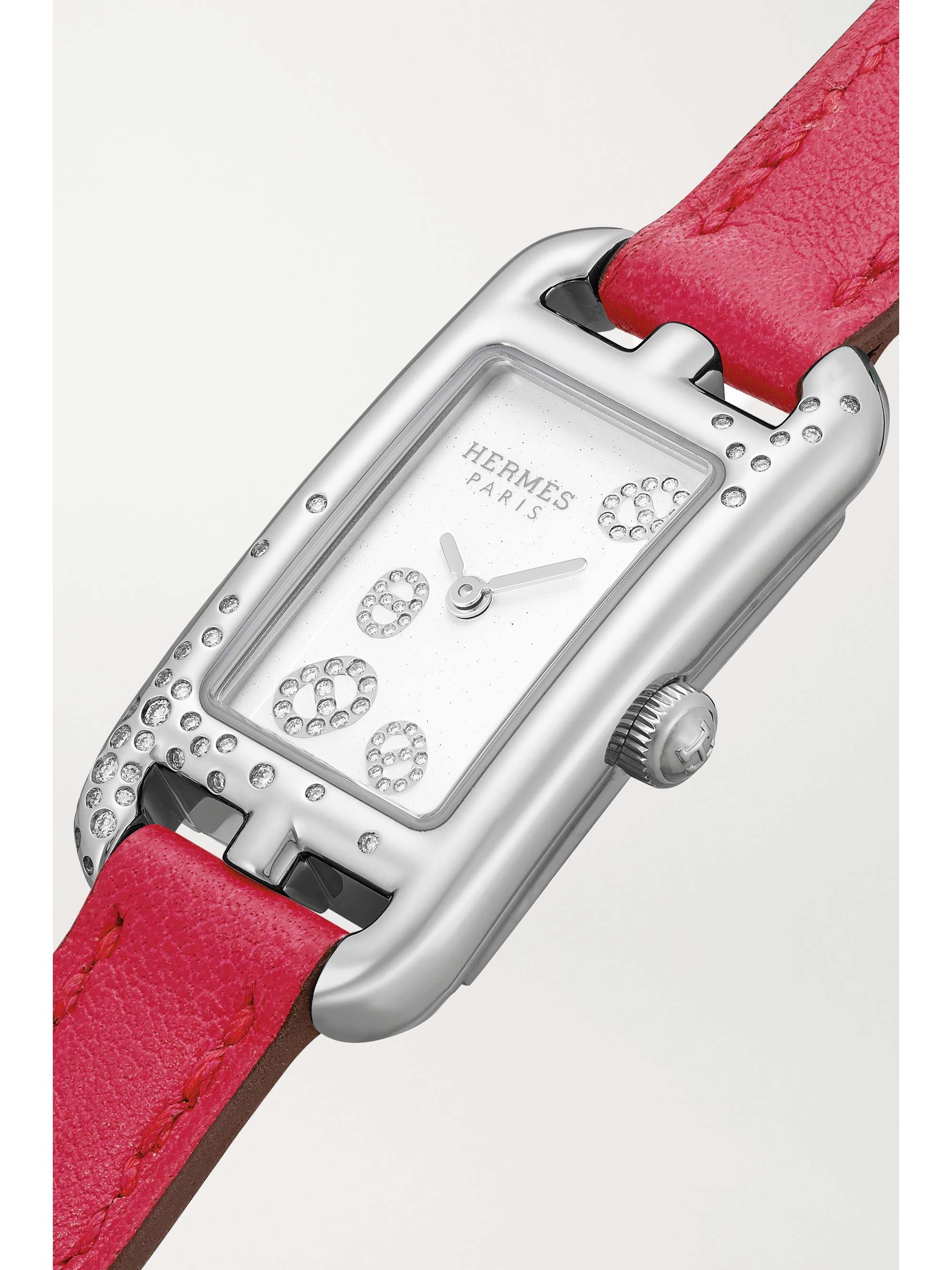 HERMÈS TIMEPIECES Nantucket 29 毫米钻石精钢小号腕表（皮革表带）