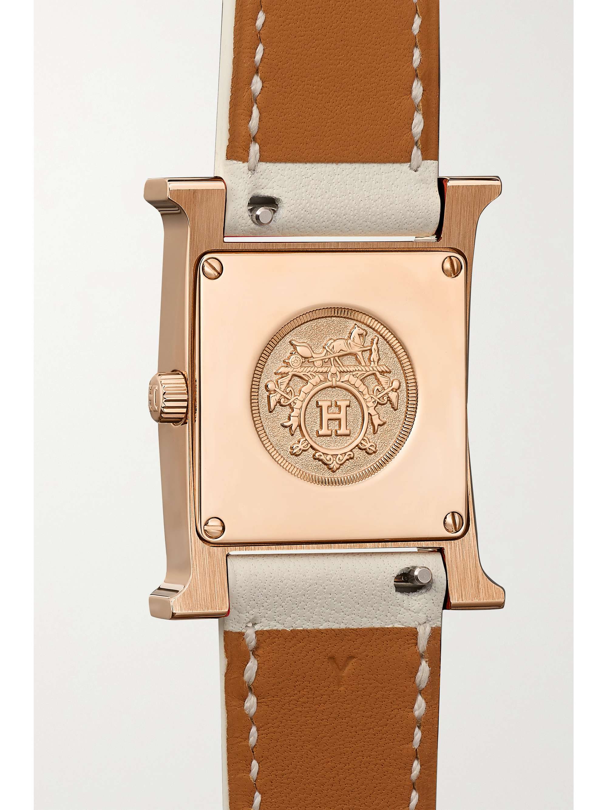 HERMÈS TIMEPIECES Heure H 25mm small 18-karat rose gold, alligator, mother-of-pearl and diamond watch
