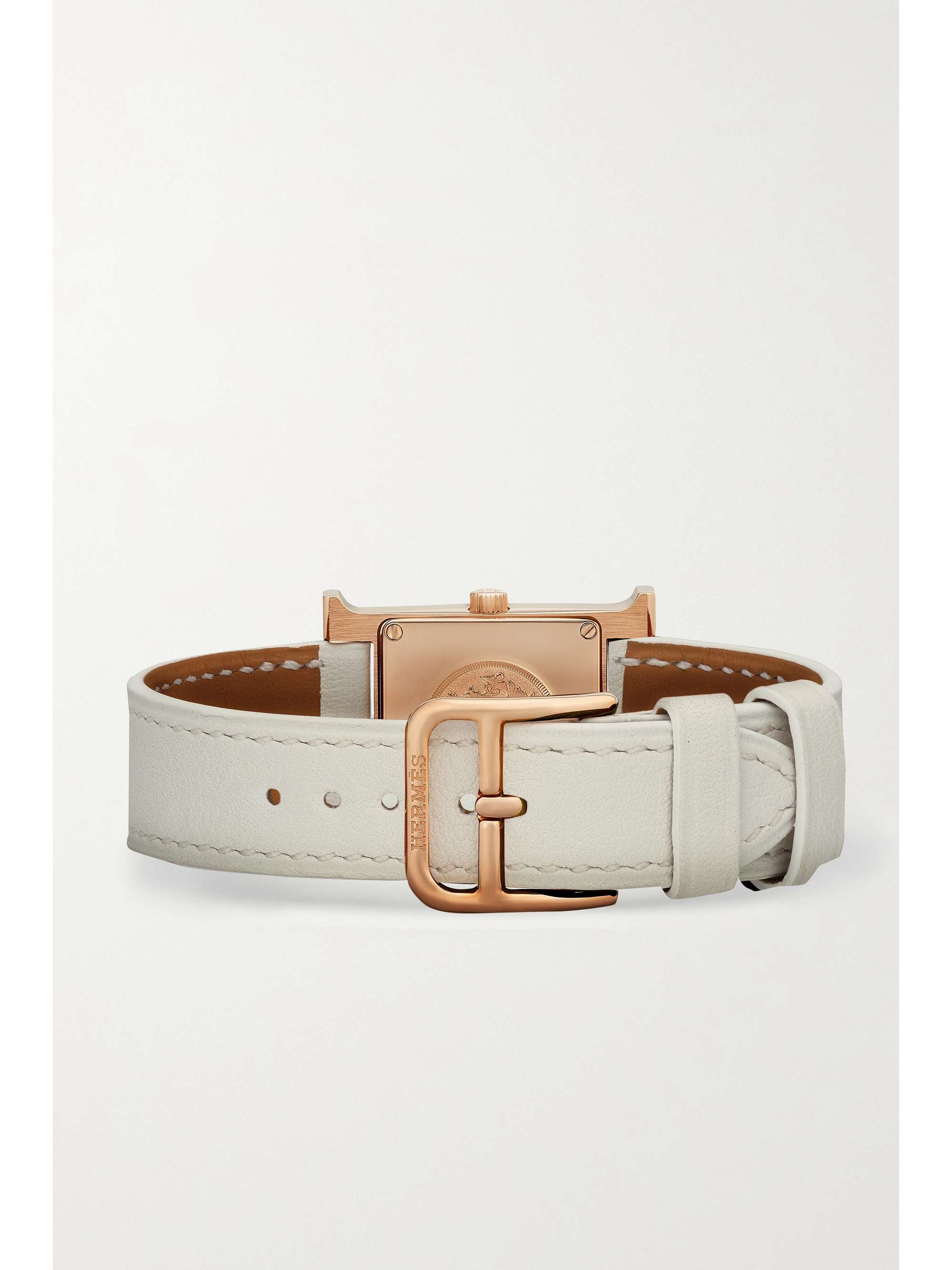 HERMÈS TIMEPIECES Heure H 25mm small 18-karat rose gold, alligator, mother-of-pearl and diamond watch