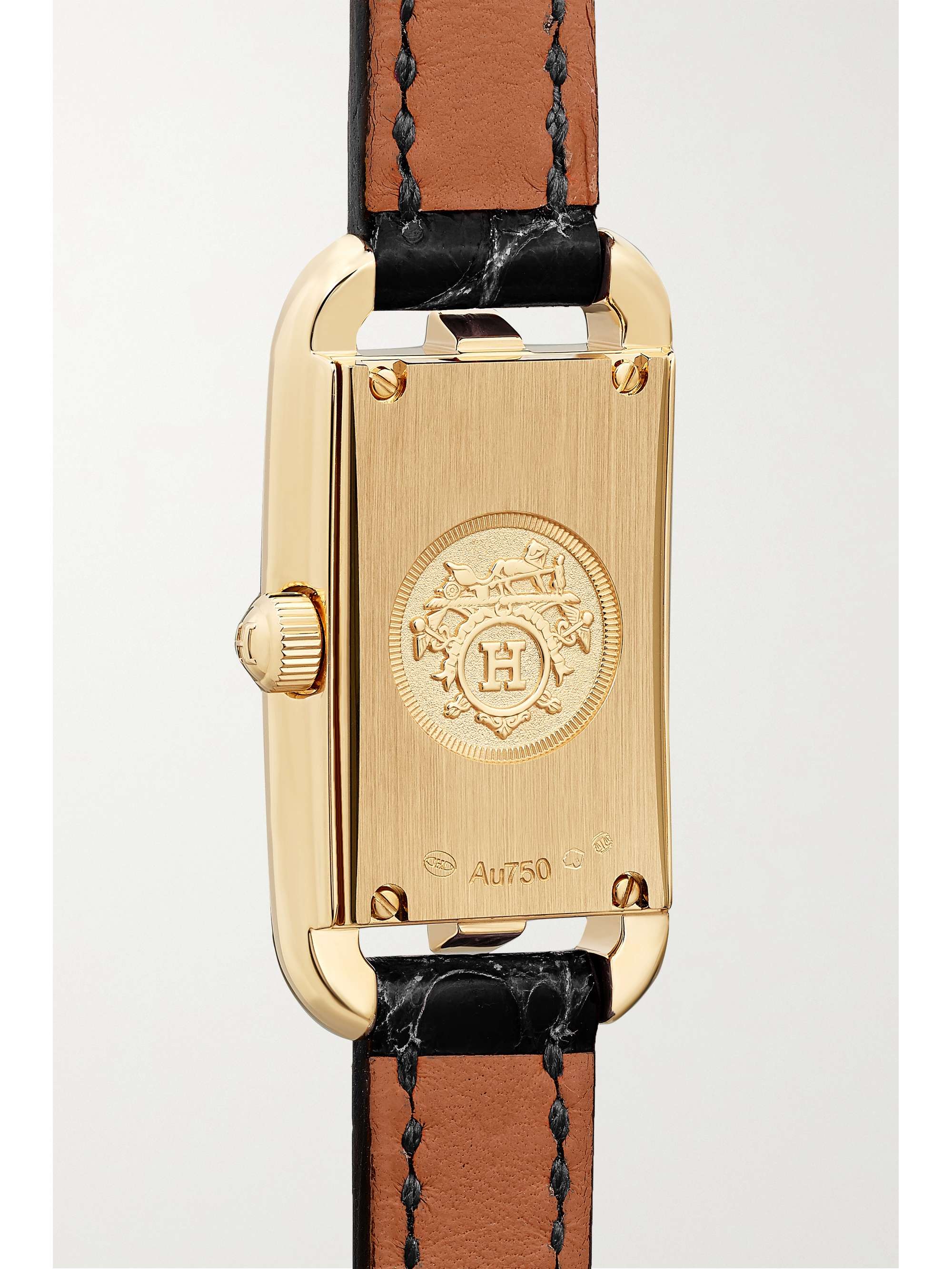 HERMÈS TIMEPIECES Nantucket 17 毫米 18K 玫瑰金珍珠母超小号腕表（短吻鳄鱼皮表带）