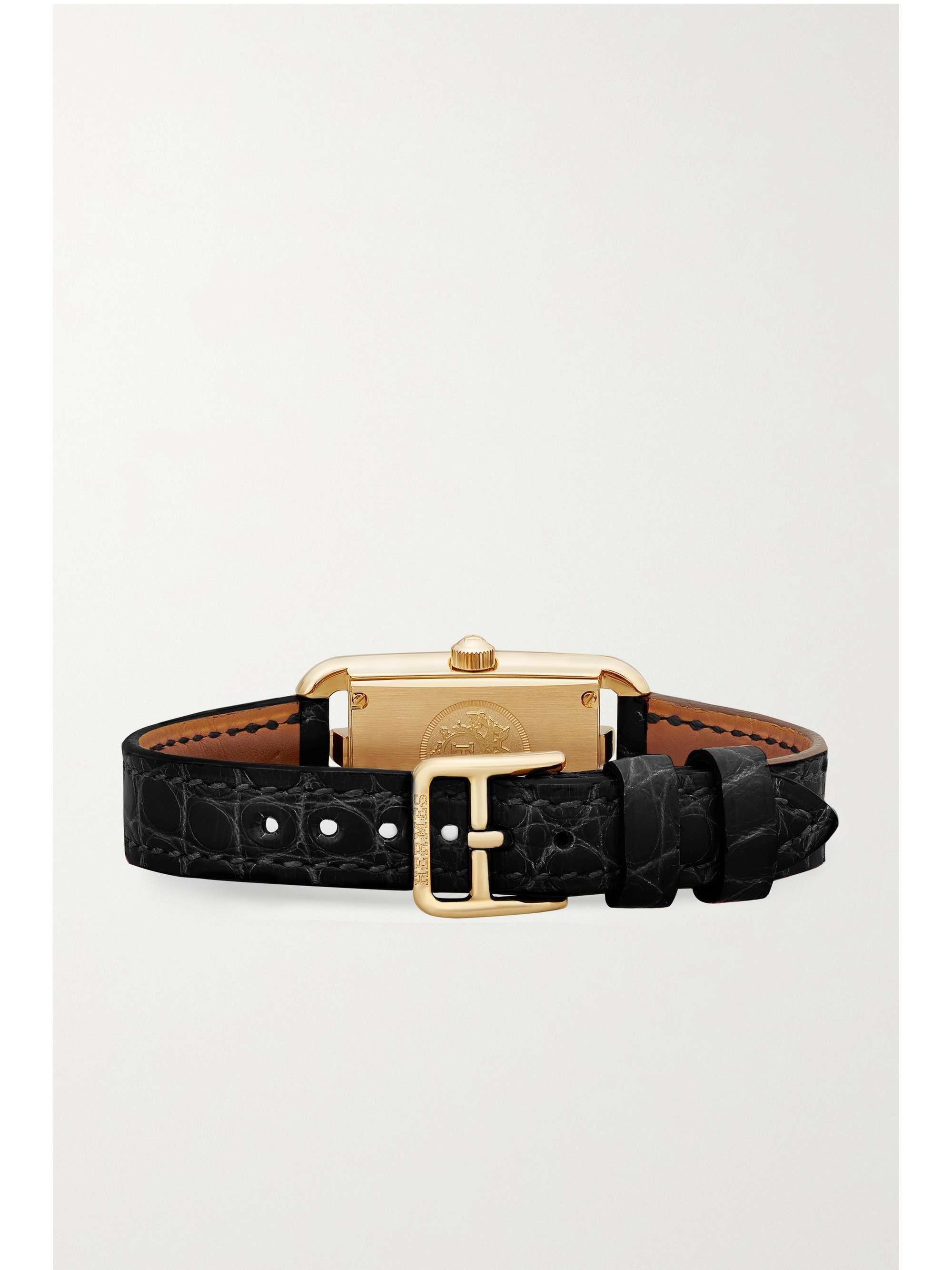 HERMÈS TIMEPIECES Nantucket 17 毫米 18K 玫瑰金珍珠母超小号腕表（短吻鳄鱼皮表带）