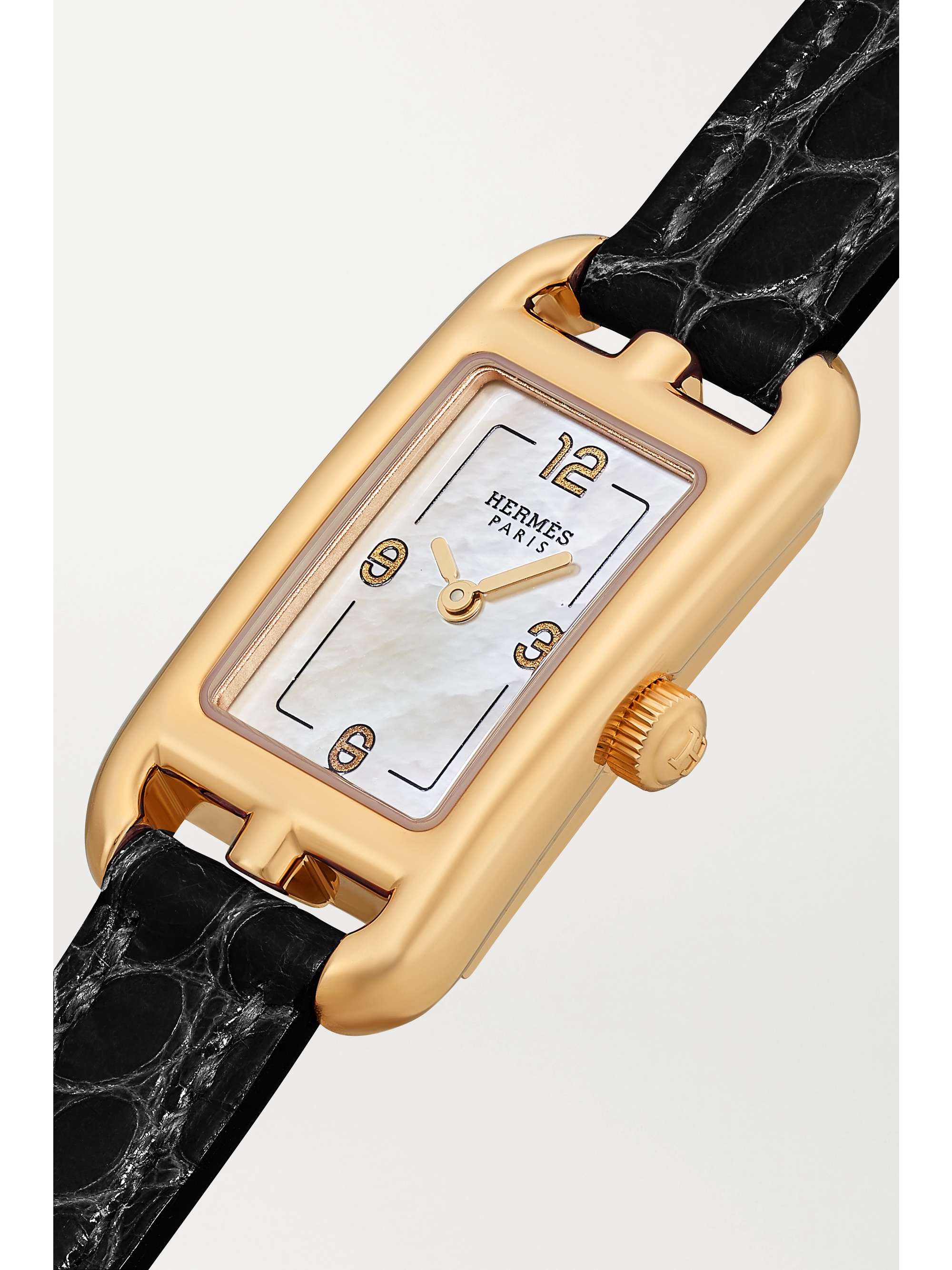 HERMÈS TIMEPIECES Nantucket 17 毫米 18K 玫瑰金珍珠母超小号腕表（短吻鳄鱼皮表带）