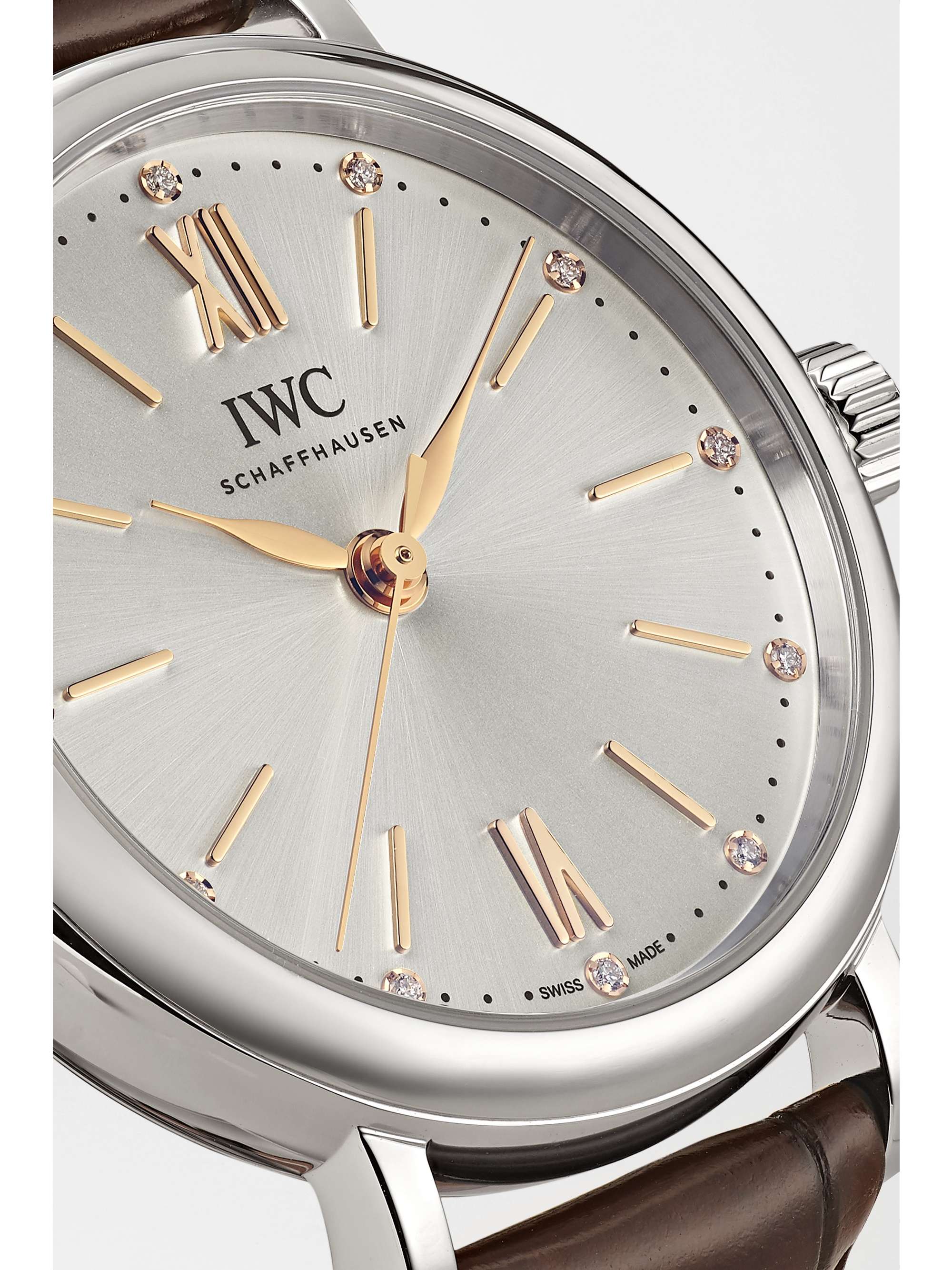 IWC SCHAFFHAUSEN Portofino Automatic 34mm stainless steel, alligator and diamond watch