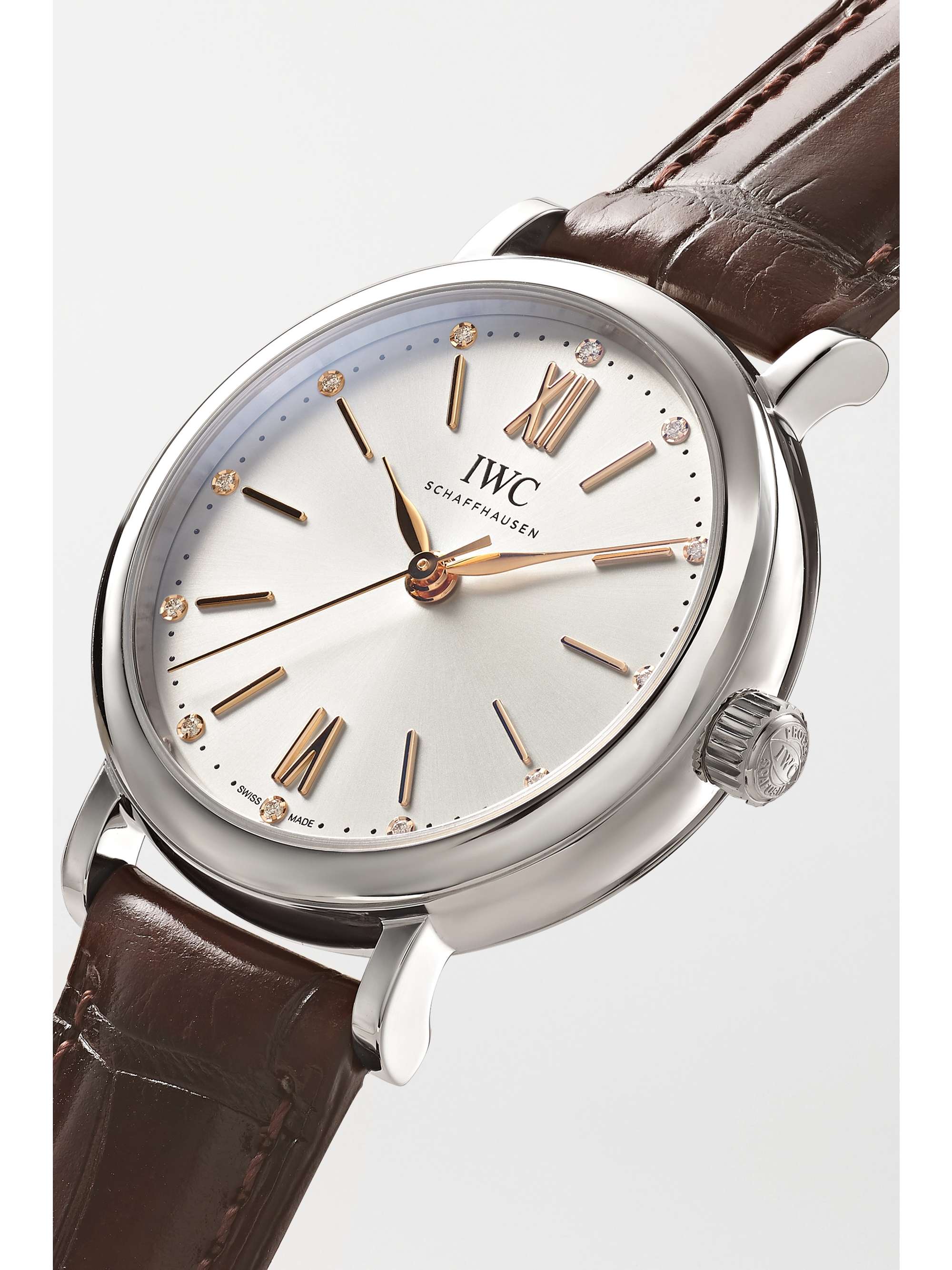 IWC SCHAFFHAUSEN Portofino Automatic 34mm stainless steel, alligator and diamond watch