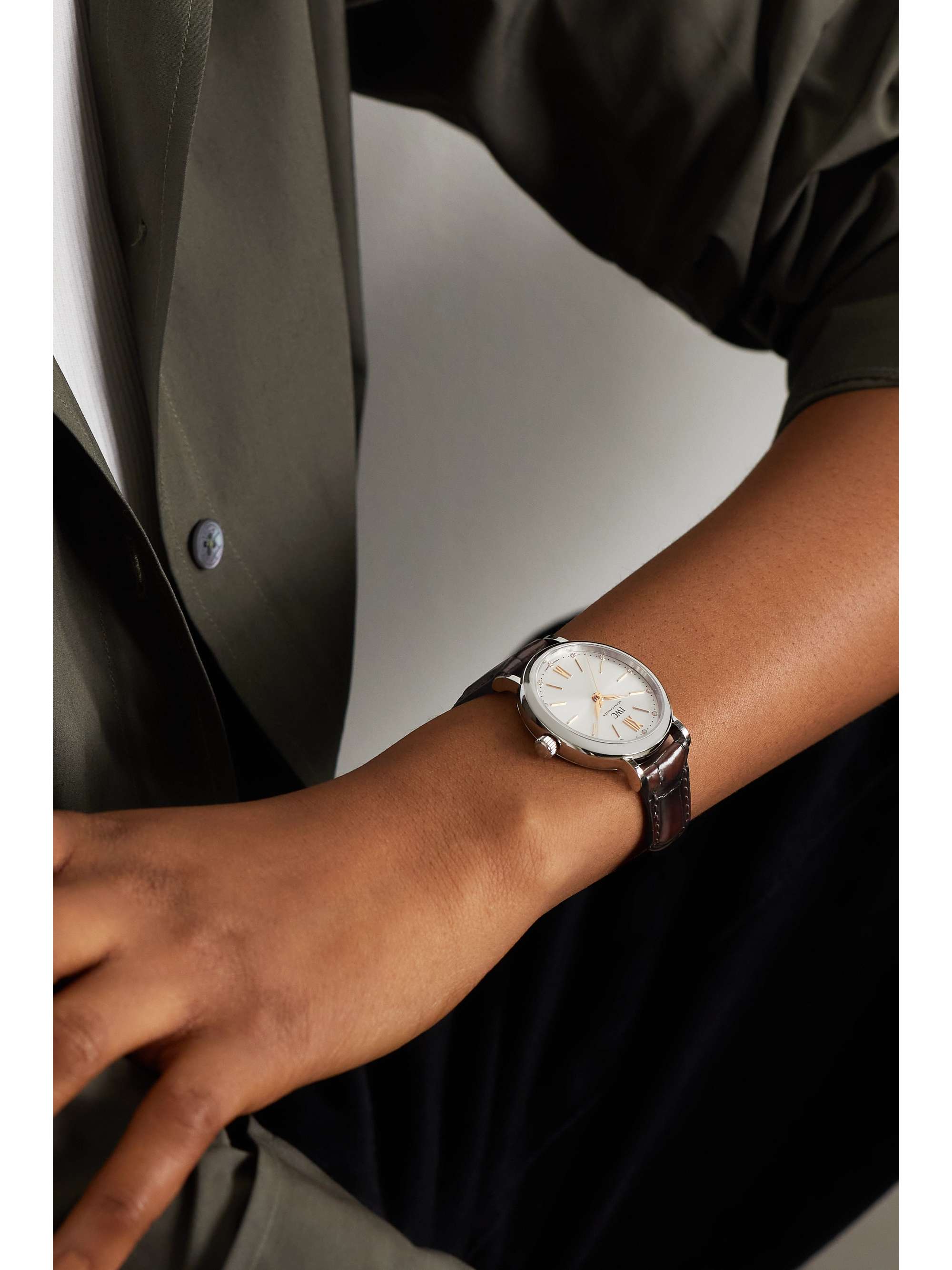 IWC SCHAFFHAUSEN Portofino Automatic 34mm stainless steel, alligator and diamond watch