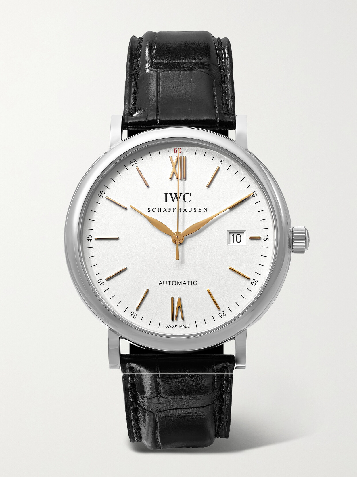 IWC SCHAFFHAUSEN Portofino Automatic 40mm Stainless Steel And Alligator Watch - Silver