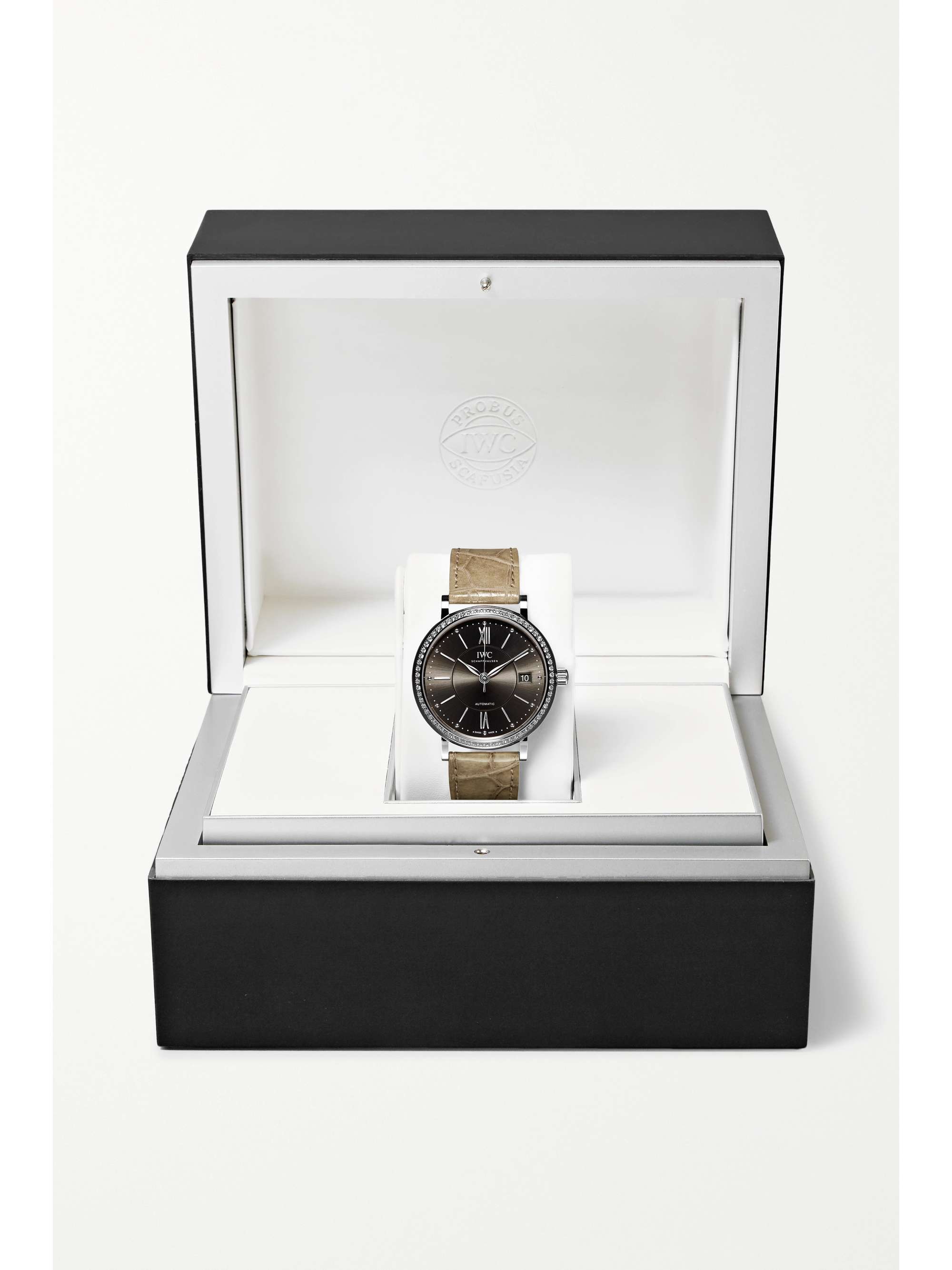 IWC SCHAFFHAUSEN Portofino Automatic 37mm stainless steel, alligator and diamond watch