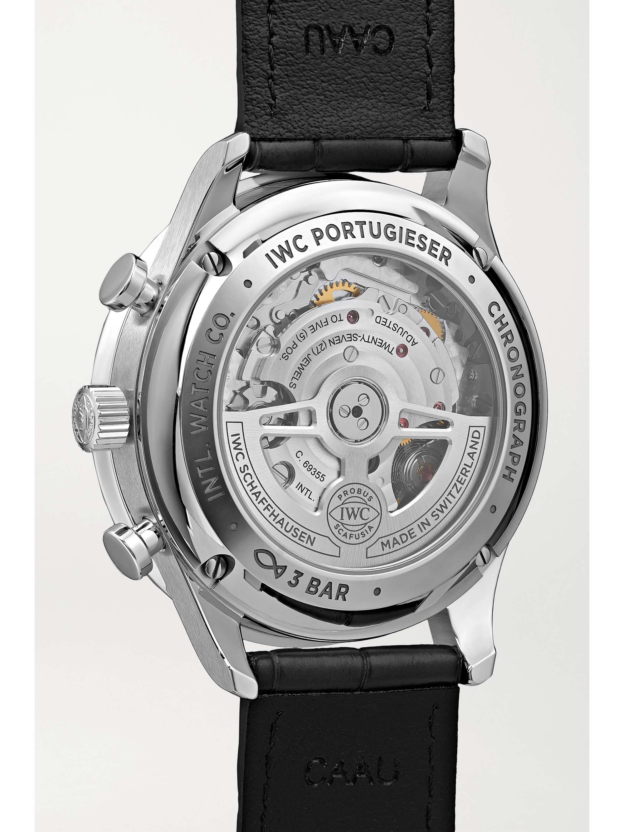 IWC SCHAFFHAUSEN Portugieser Automatic Chronograph 41 mm Uhr aus Edelstahl mit Alligatorlederarmband