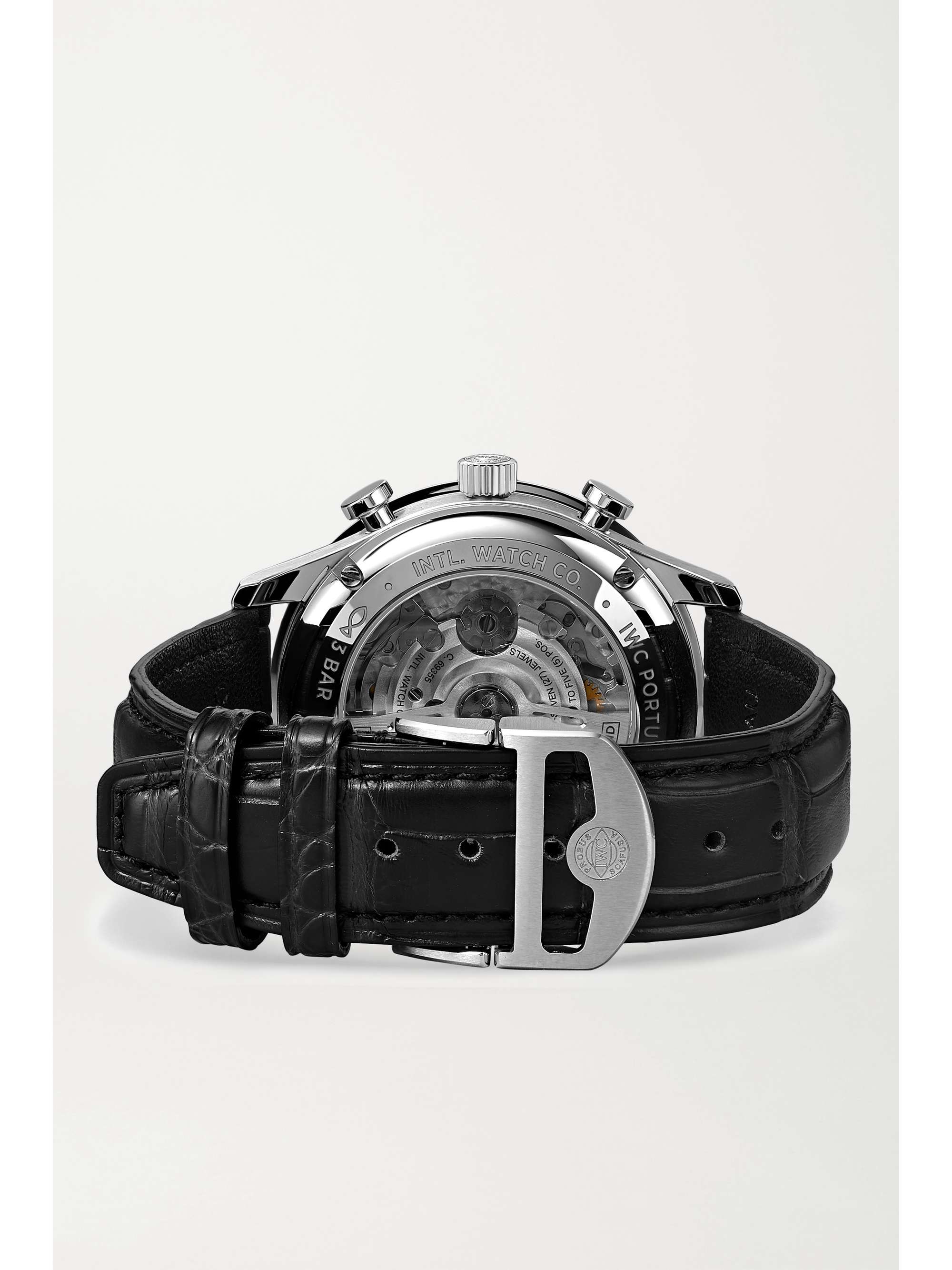 IWC SCHAFFHAUSEN Portugieser Automatic Chronograph 41 mm Uhr aus Edelstahl mit Alligatorlederarmband