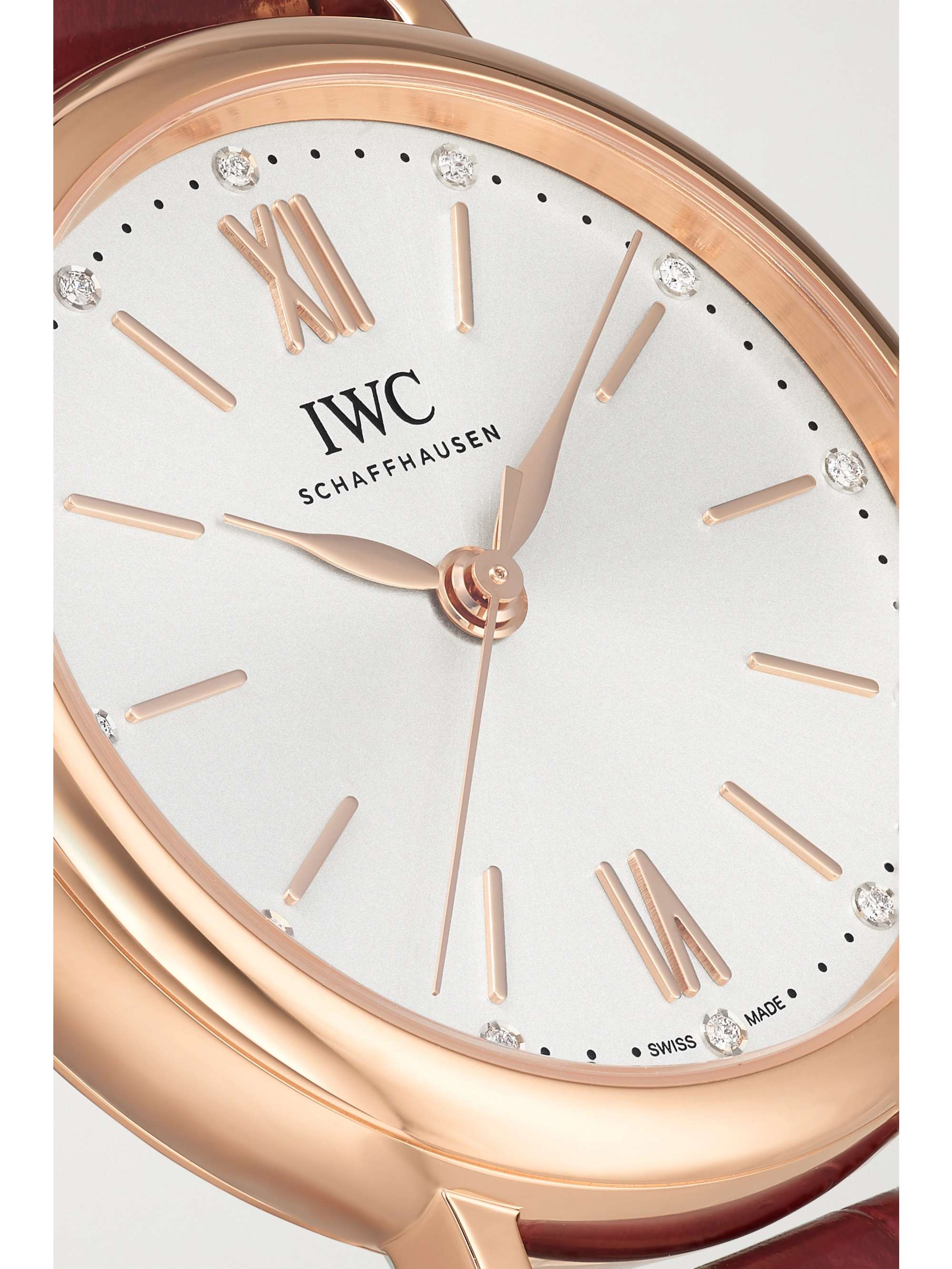 IWC SCHAFFHAUSEN Portofino Automatic 34mm 18-karat red gold, alligator and diamond watch
