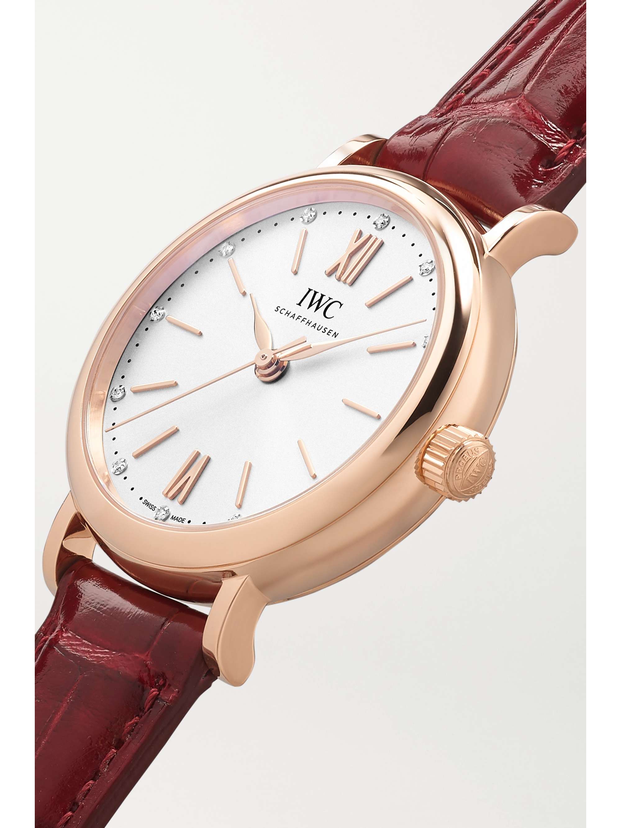 IWC SCHAFFHAUSEN Portofino Automatic 34mm 18-karat red gold, alligator and diamond watch