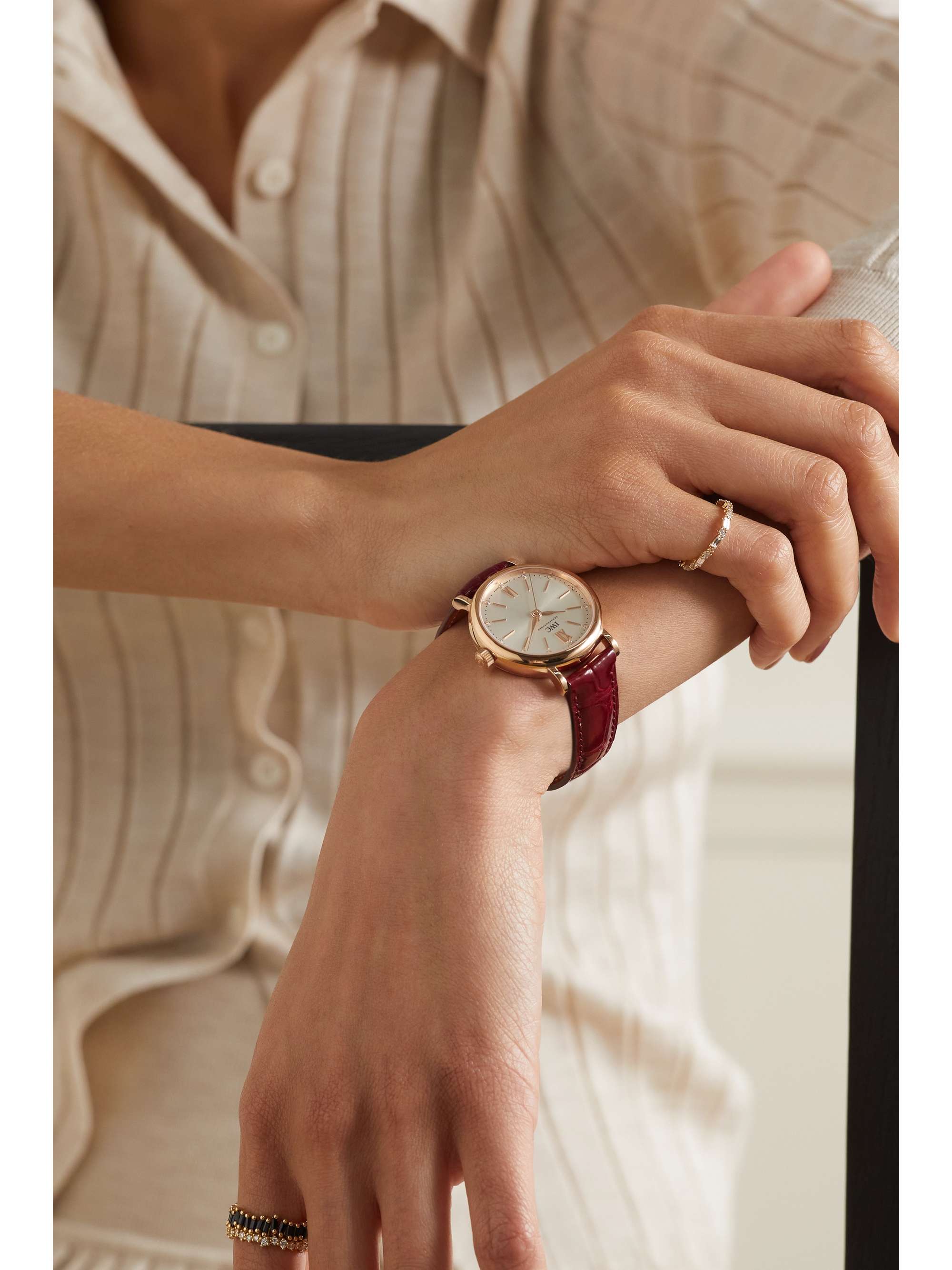 IWC SCHAFFHAUSEN Portofino Automatic 34mm 18-karat red gold, alligator and diamond watch