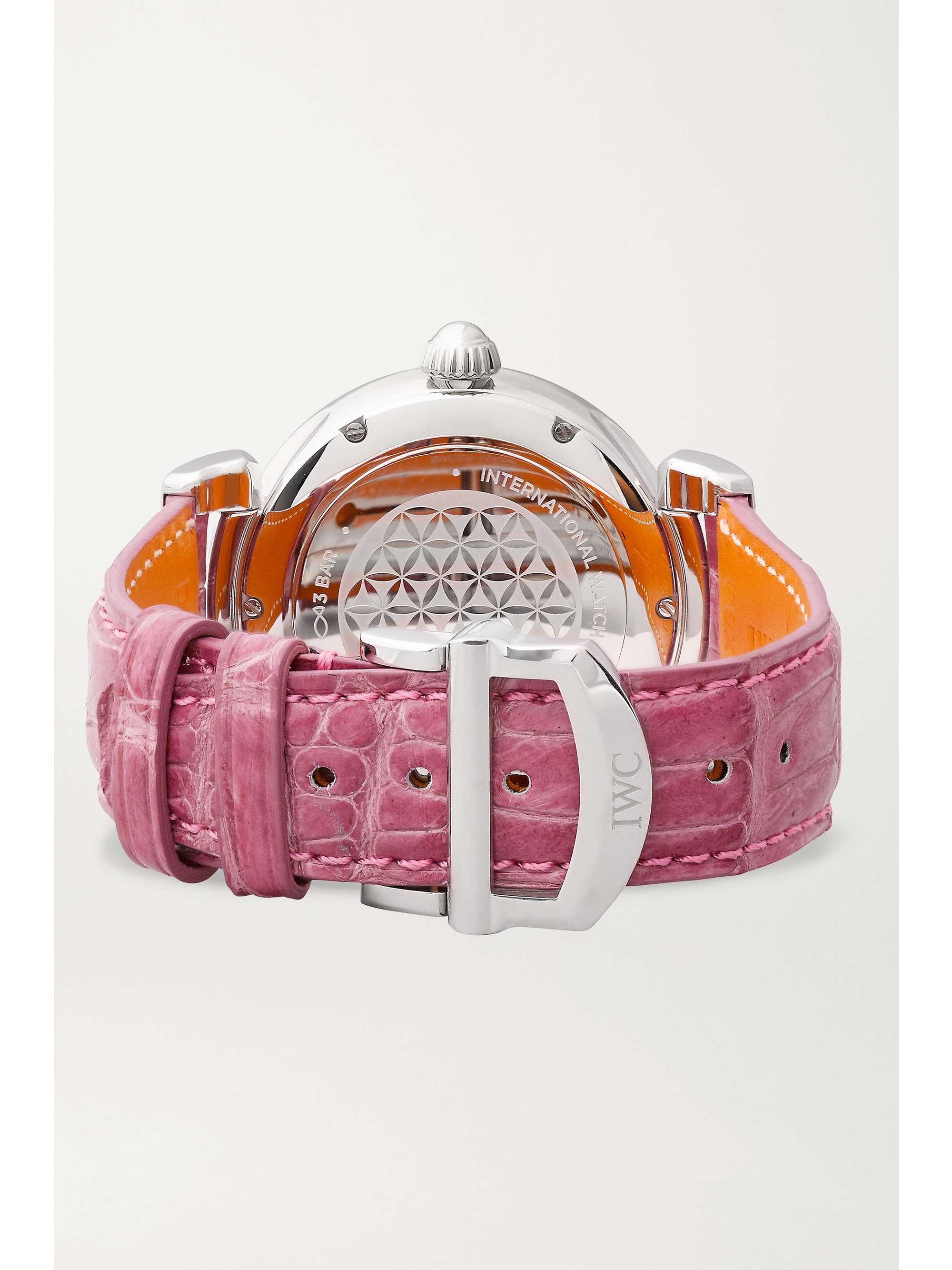 IWC SCHAFFHAUSEN Montre en acier inoxydable et diamants à bracelet en alligator Da Vinci Automatic, 36 mm
