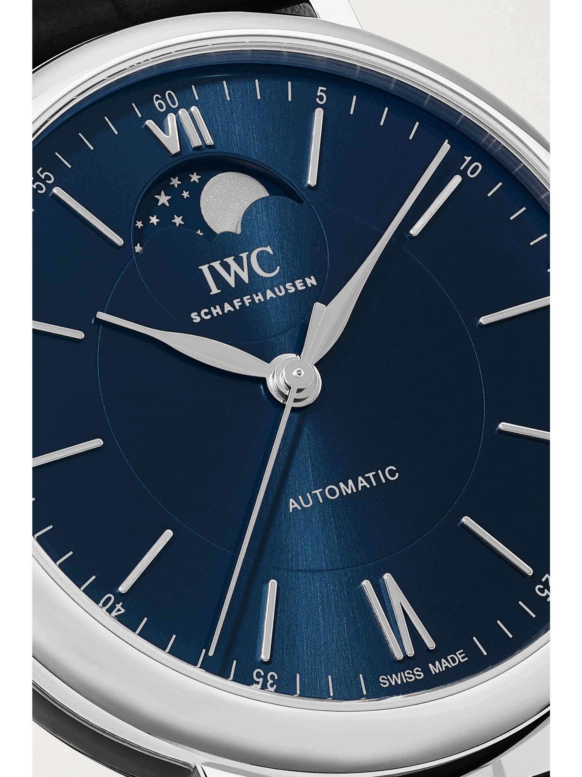 IWC SCHAFFHAUSEN Portofino Automatic Moon Phase 40mm stainless steel and alligator watch
