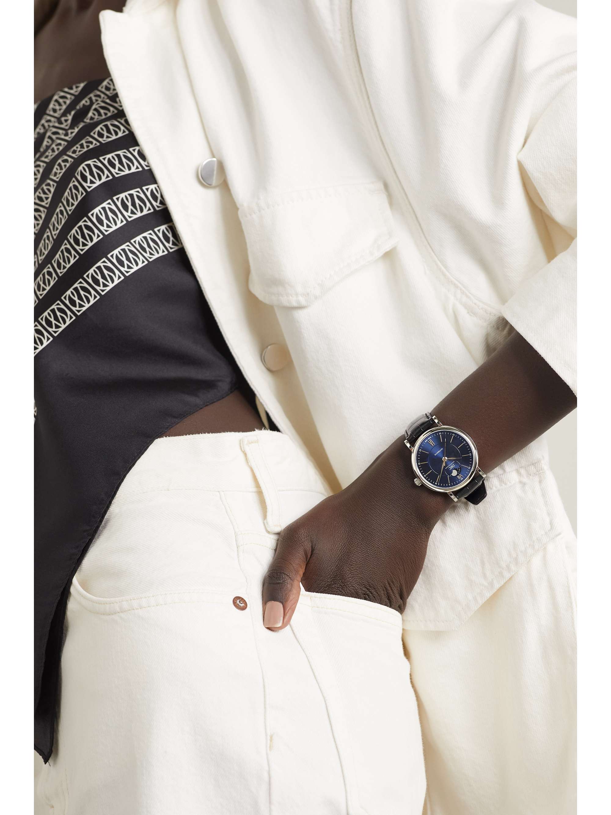IWC SCHAFFHAUSEN Portofino Automatic Moon Phase 40mm stainless steel and alligator watch