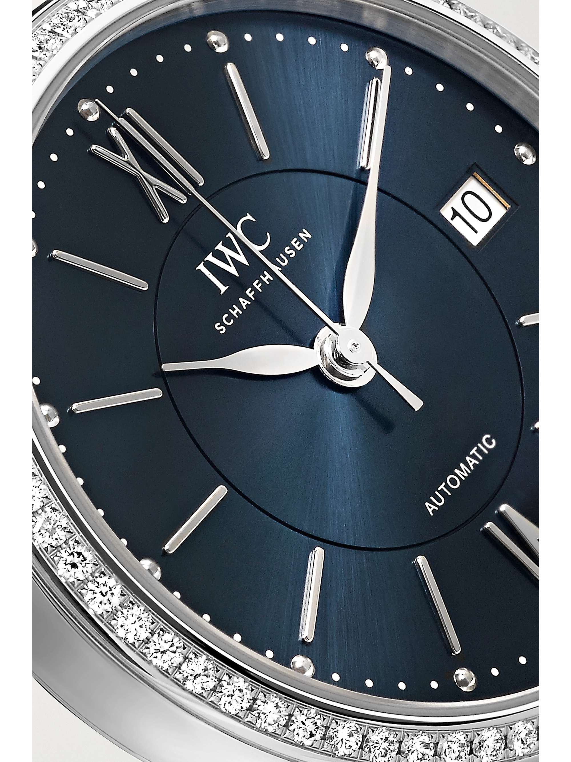 IWC SCHAFFHAUSEN Portofino Automatic 37 alligator, stainless steel and diamond watch