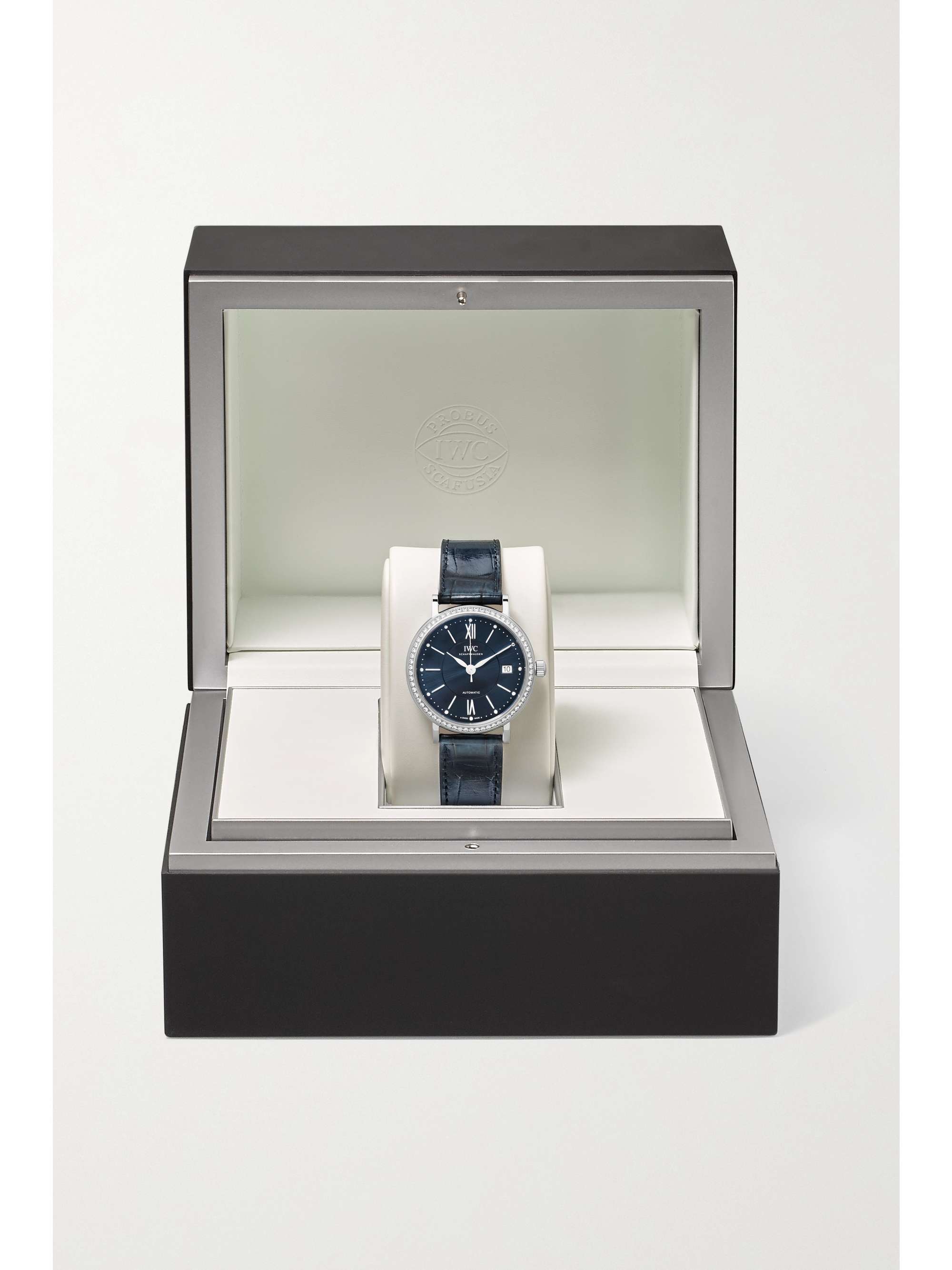 IWC SCHAFFHAUSEN Portofino Automatic 37 alligator, stainless steel and diamond watch
