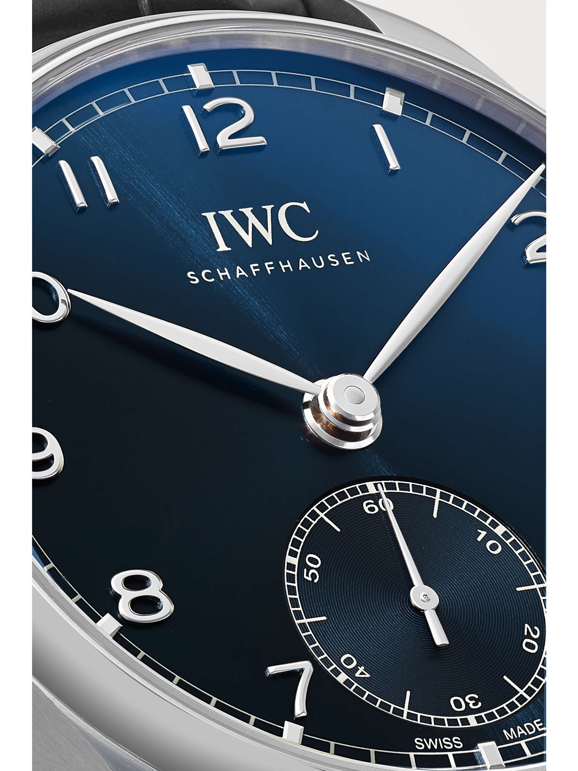 IWC SCHAFFHAUSEN Portugieser Automatic 40,4 mm Uhr aus Edelstahl mit Alligatorlederarmband