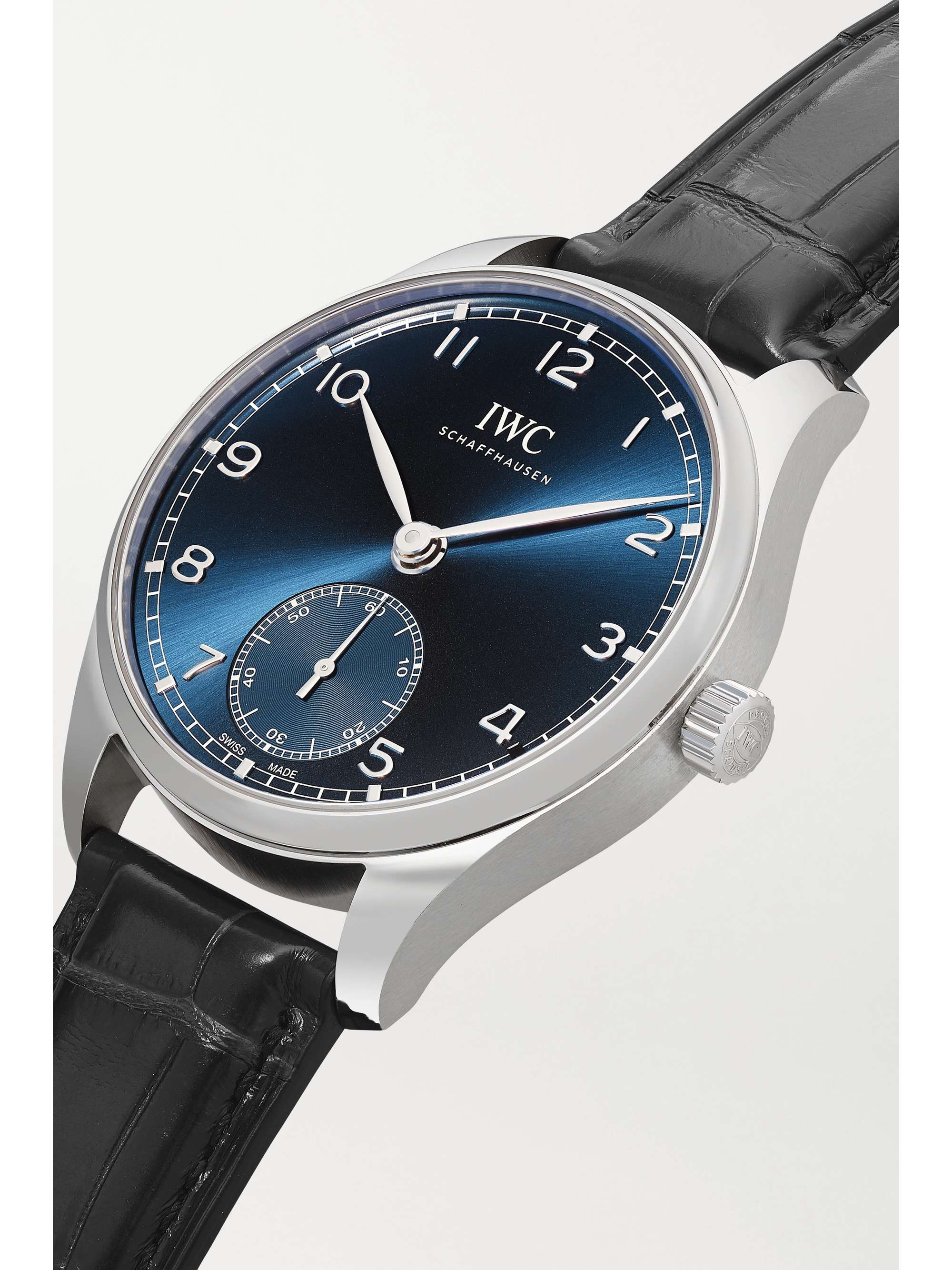 IWC SCHAFFHAUSEN Portugieser Automatic 40,4 mm Uhr aus Edelstahl mit Alligatorlederarmband