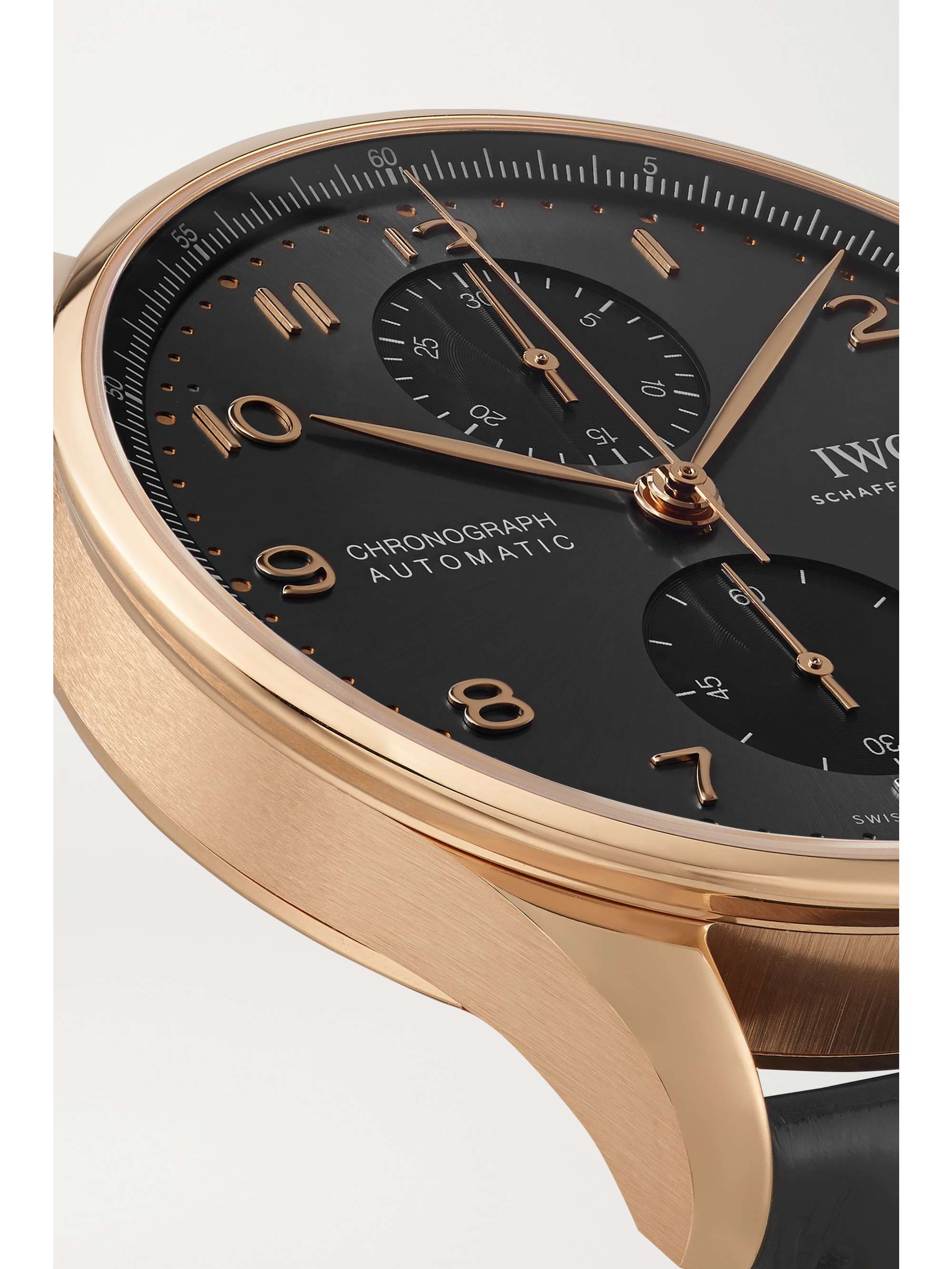 IWC SCHAFFHAUSEN Portugieser Automatic Chronograph 41 mm Uhr aus 18 Karat Gold mit Alligatorlederarmband