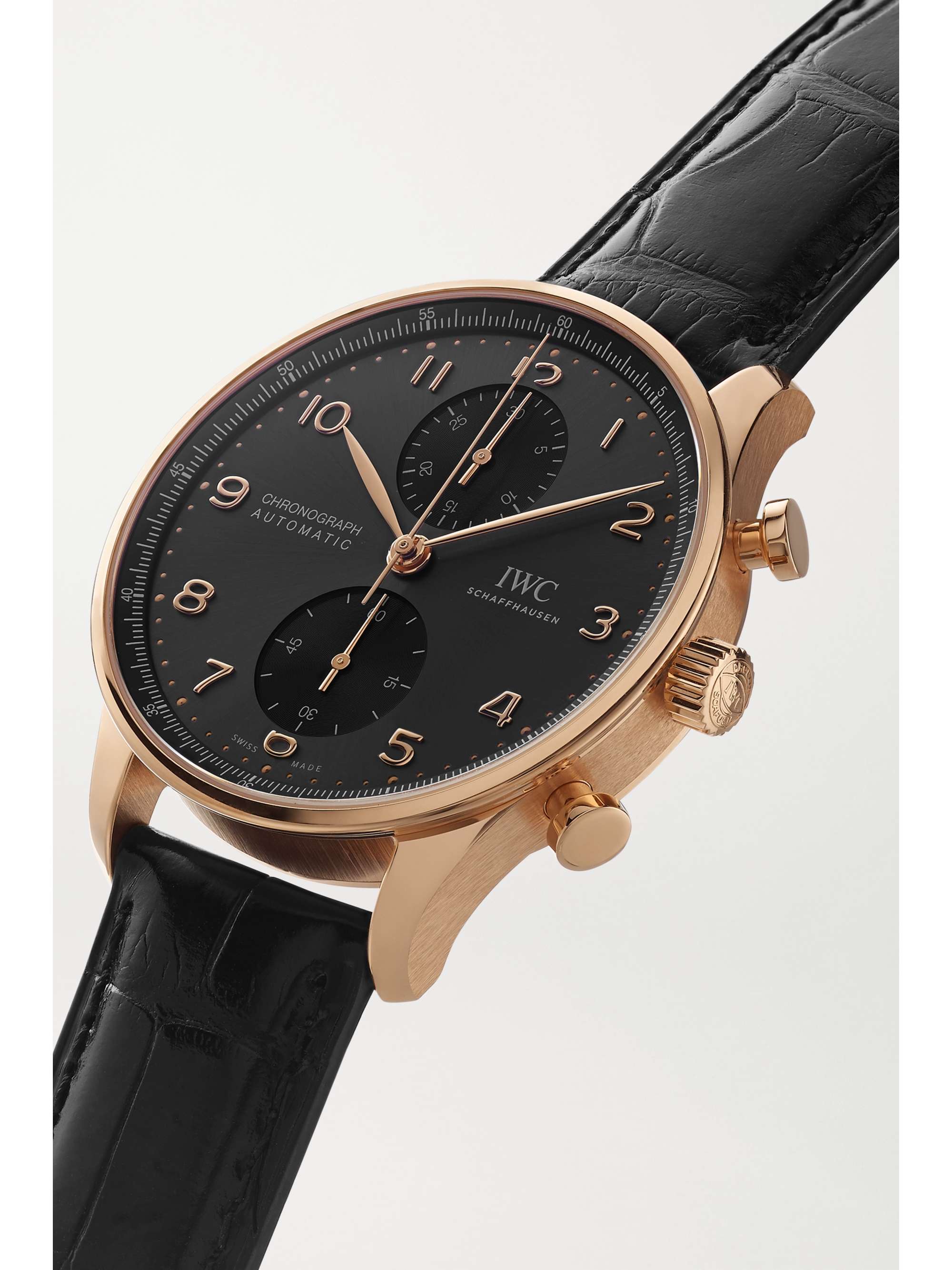 IWC SCHAFFHAUSEN Portugieser Automatic Chronograph 41 mm Uhr aus 18 Karat Gold mit Alligatorlederarmband