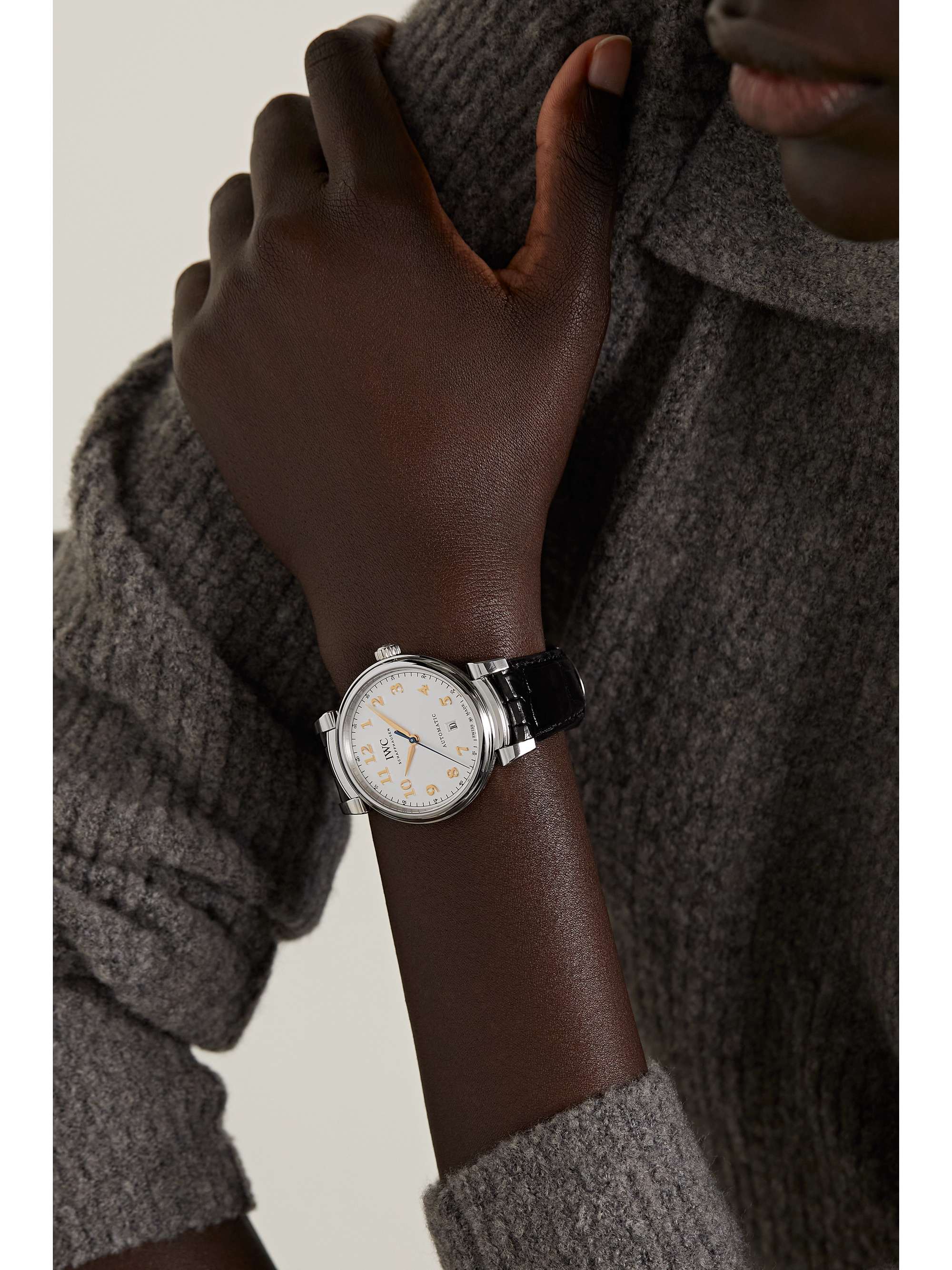 IWC SCHAFFHAUSEN Da Vinci Automatic 40 mm Uhr aus Edelstahl mit Alligatorlederarmband