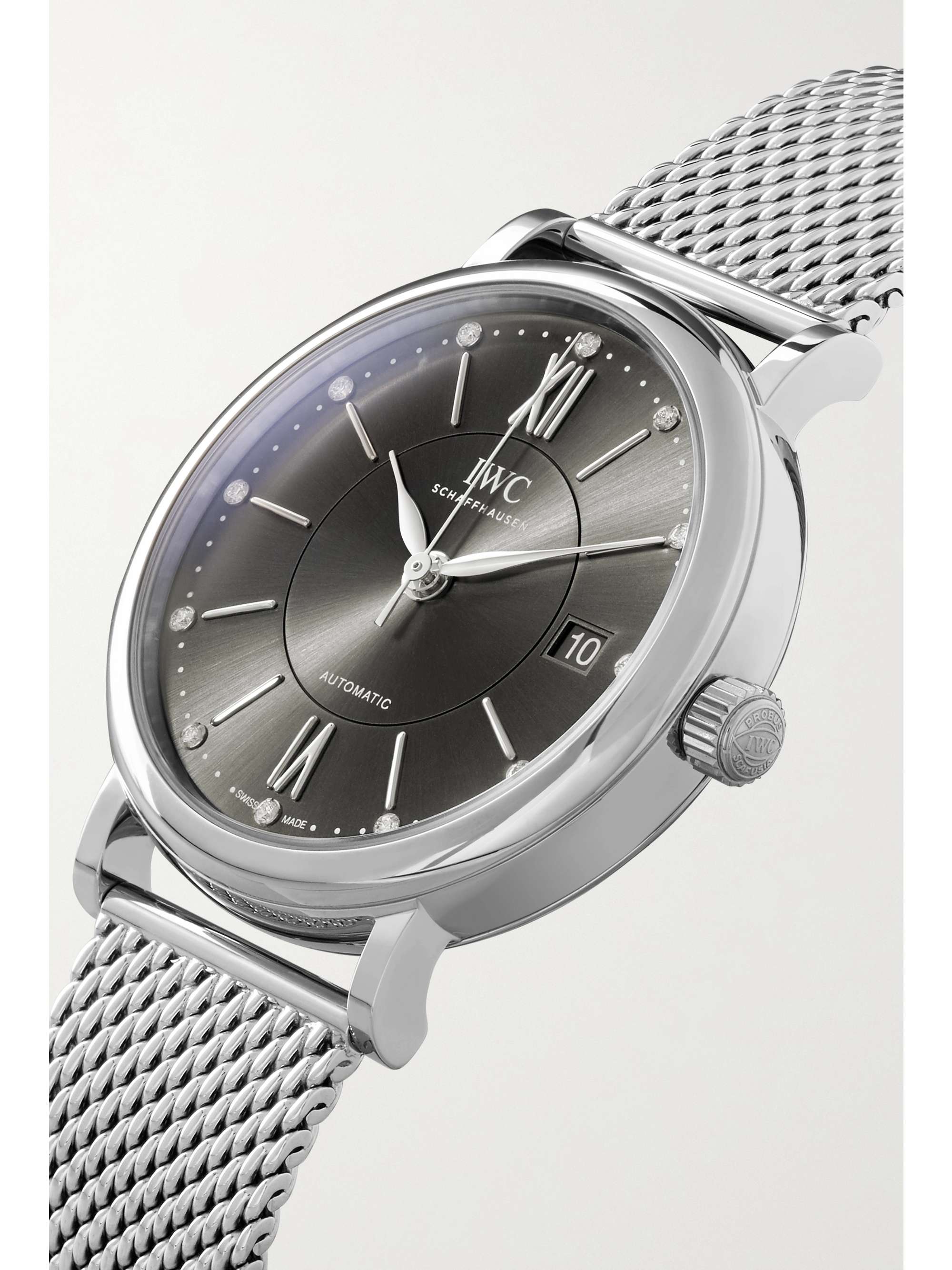 IWC SCHAFFHAUSEN Portofino Automatic 37mm stainless steel and diamond watch