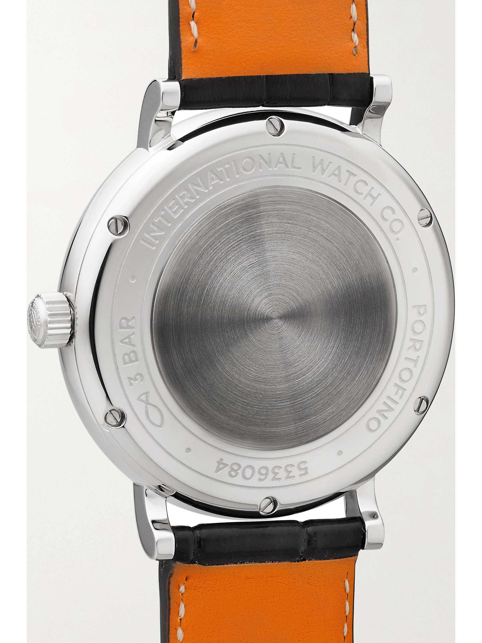IWC SCHAFFHAUSEN Montre en acier inoxydable et diamants à bracelet en alligator Portofino Automatic, 37 mm