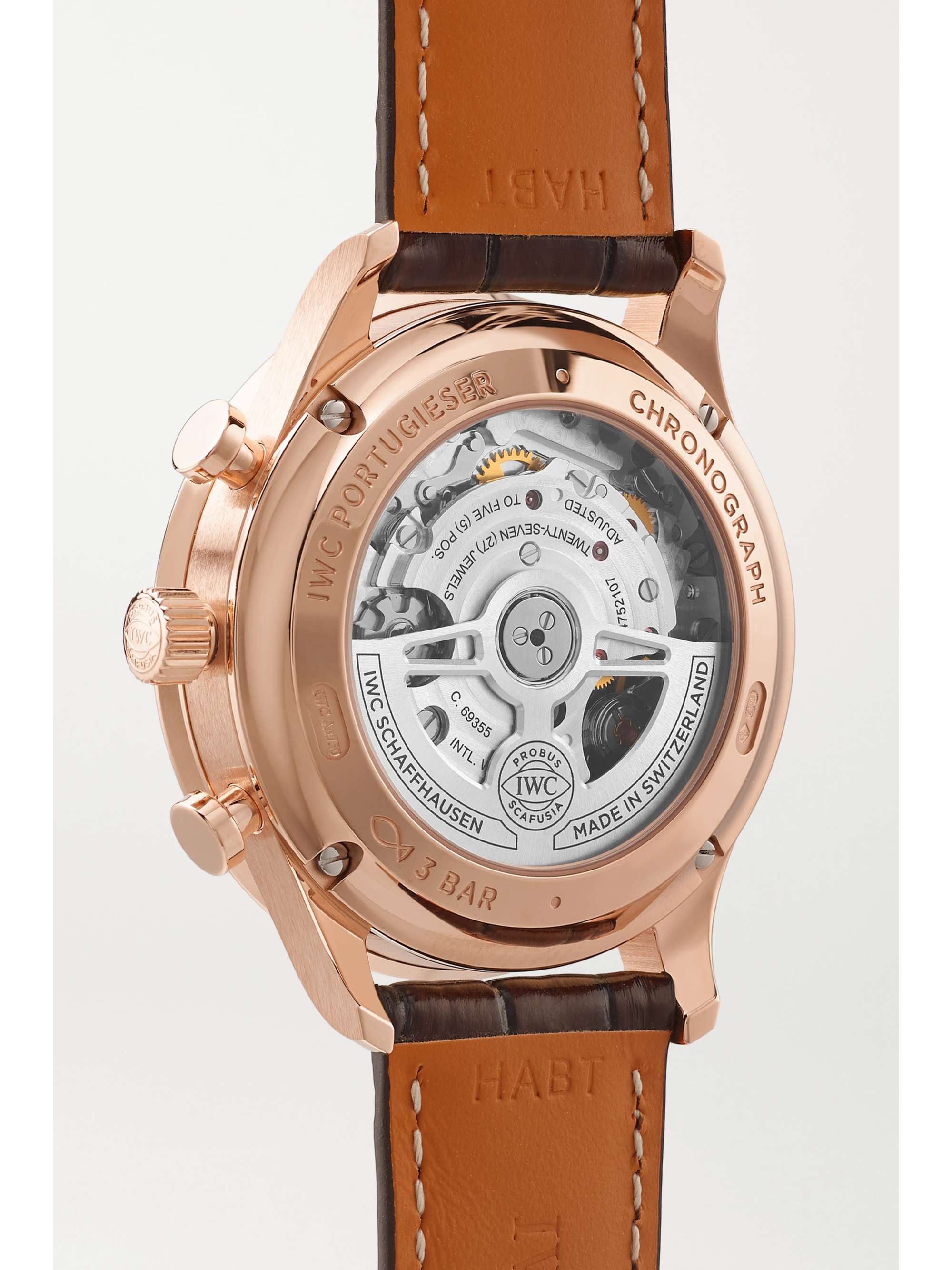 IWC SCHAFFHAUSEN Portugieser Automatic Chronograph 41 mm Uhr aus 18 Karat Rotgold mit Alligatorlederarmband