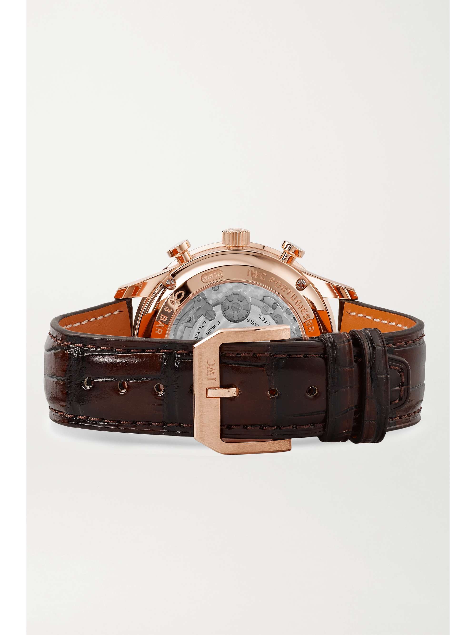 IWC SCHAFFHAUSEN Portugieser Automatic Chronograph 41 mm Uhr aus 18 Karat Rotgold mit Alligatorlederarmband