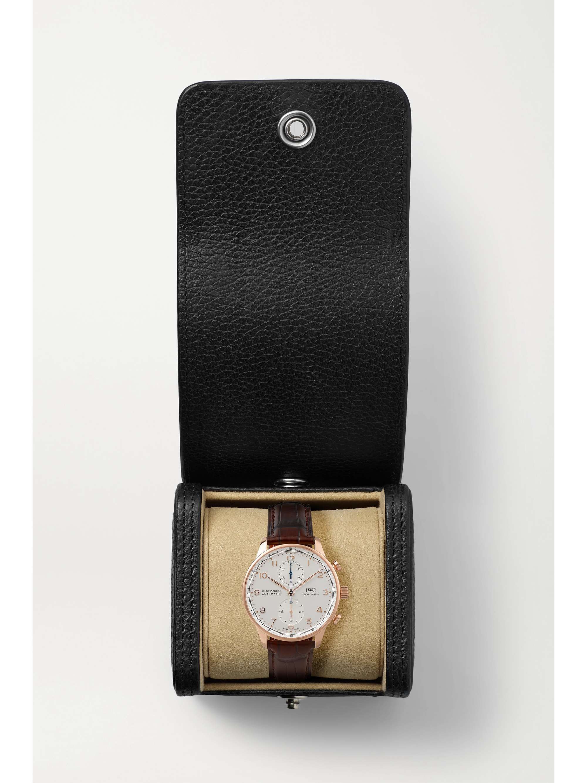 IWC SCHAFFHAUSEN Portugieser Automatic Chronograph 41 mm Uhr aus 18 Karat Rotgold mit Alligatorlederarmband